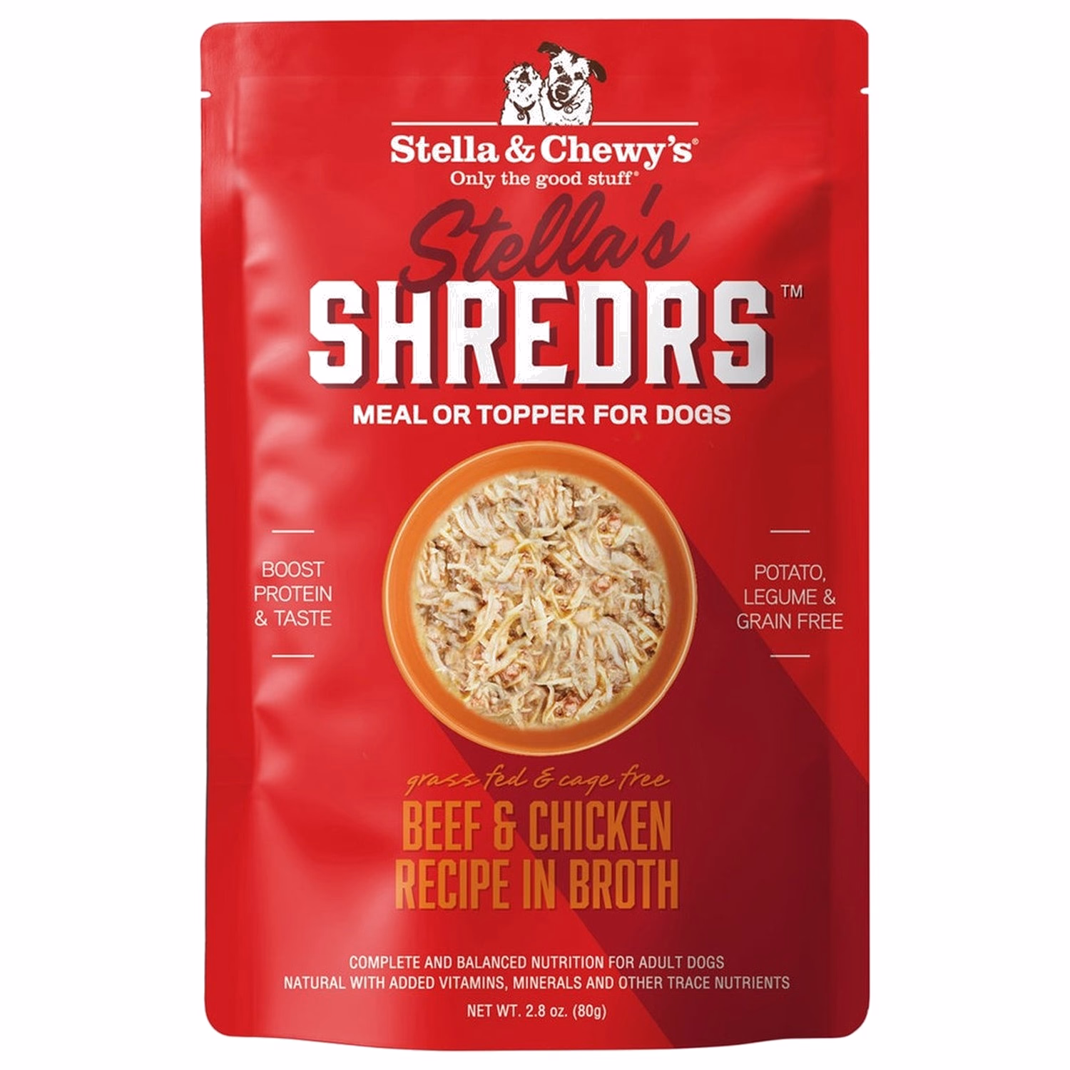 Stella & Chewys Dog Pouch - Stella's Shredrs - Beef & Chicken in Broth 2.8oz