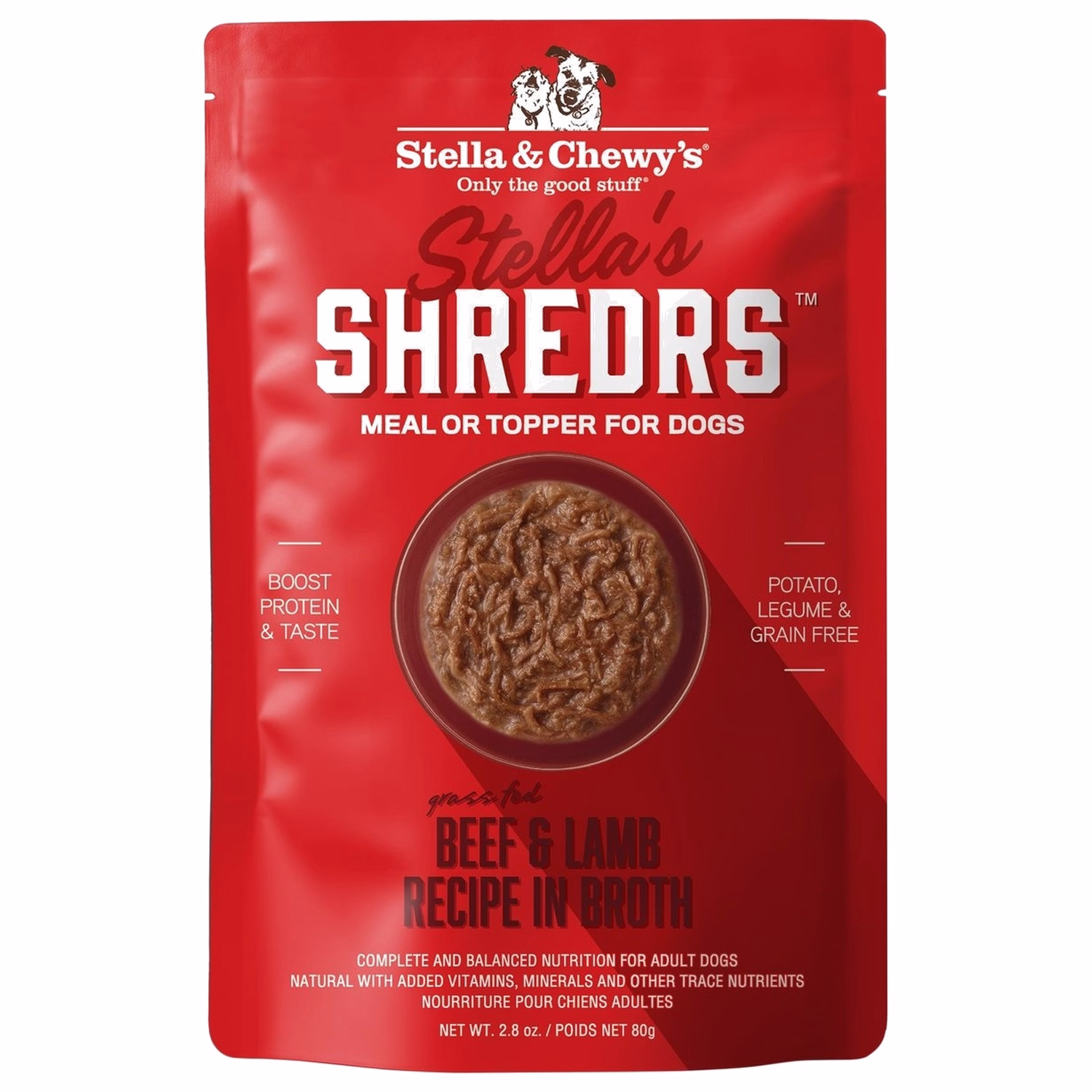 Stella & Chewys Dog Pouch - Stella's Shredrs - Beef & Lamb in Broth 2.8oz