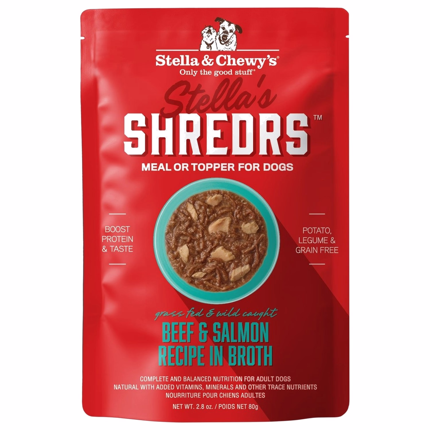 Stella & Chewys 美國狗濕糧 - 肉絲滋味包系列 - 草飼牛+三文魚配方 2.8oz