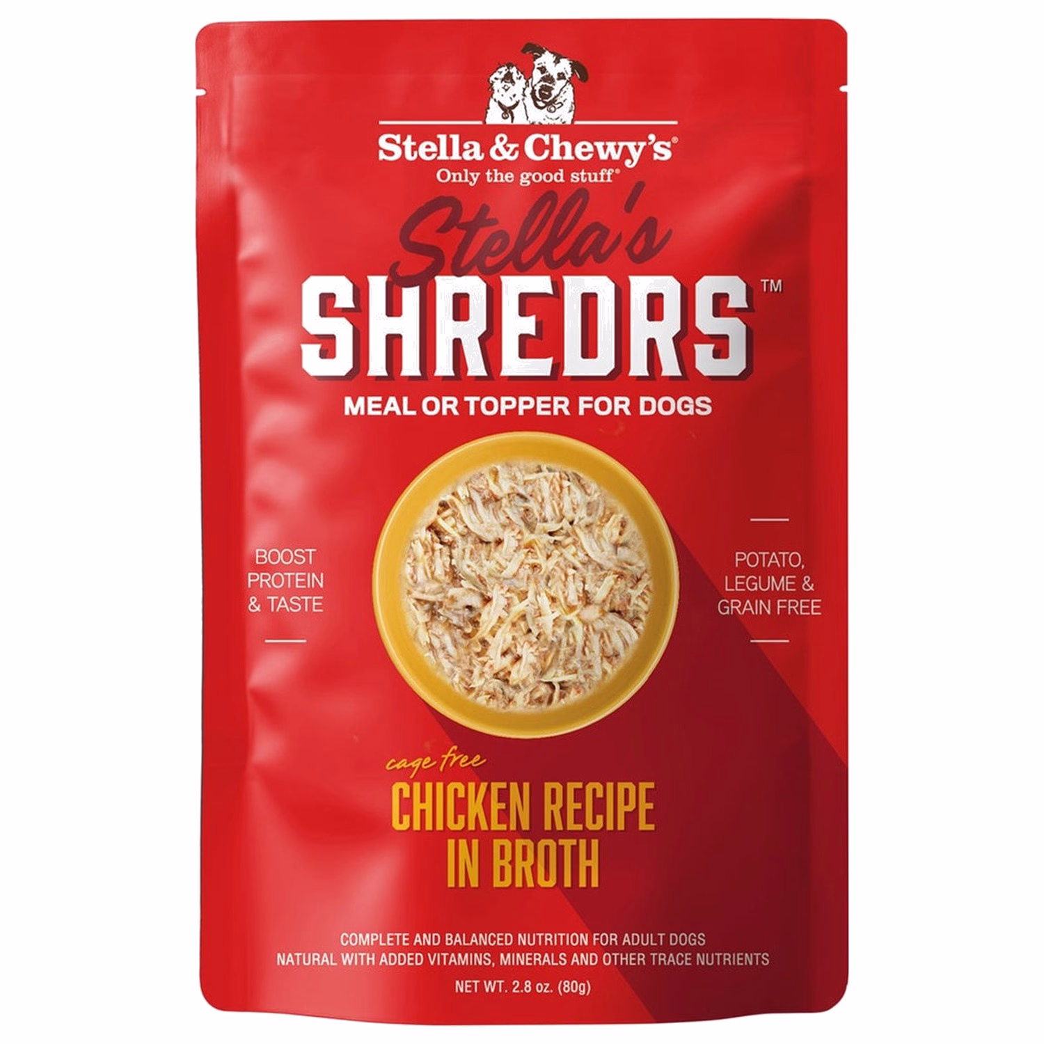 Stella & Chewys Dog Pouch - Stella's Shredrs - Cage-Free Chicken in Broth 2.8oz