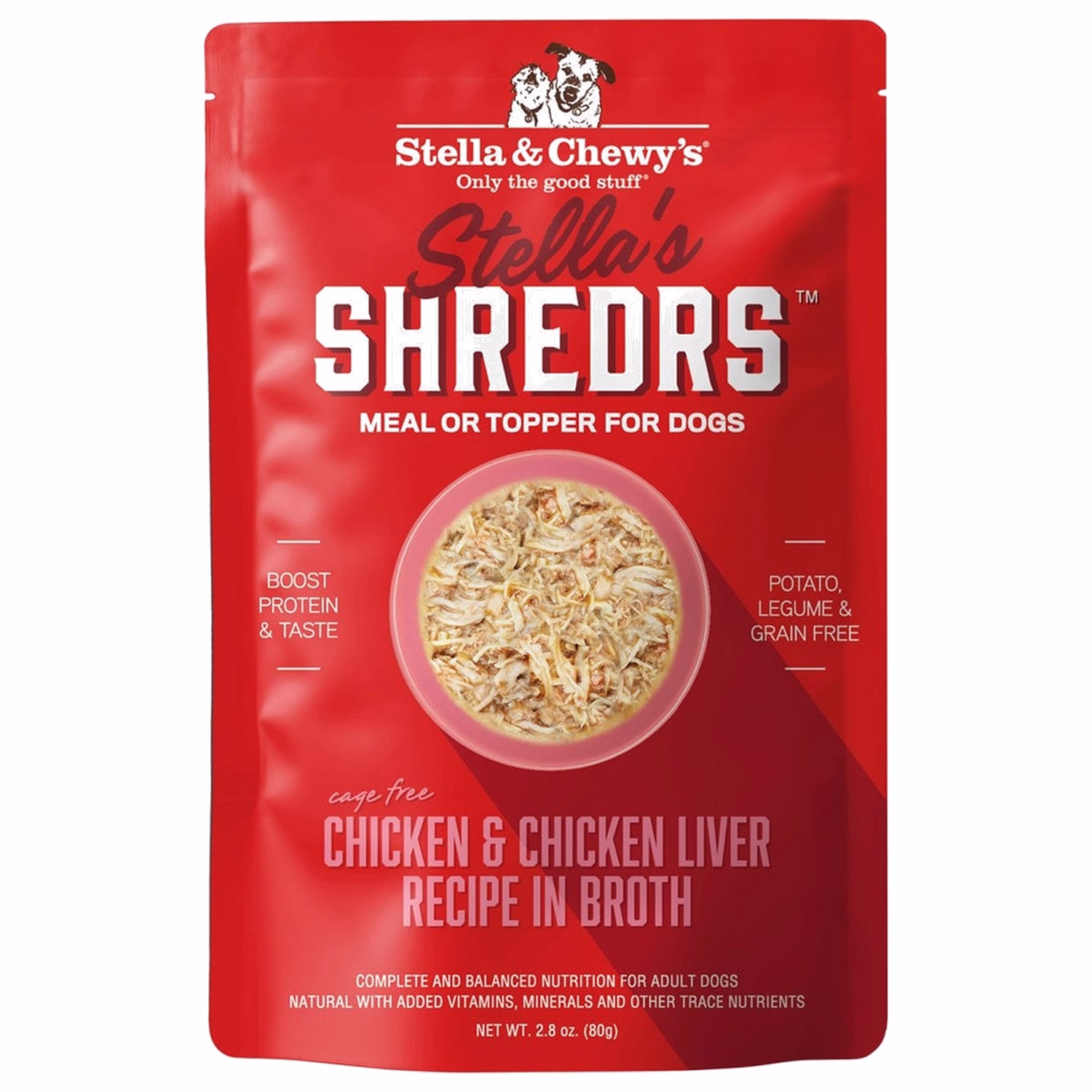 Stella & Chewys Dog Pouch - Stella's Shredrs - Chicken & Chicken Liver in Broth 2.8oz