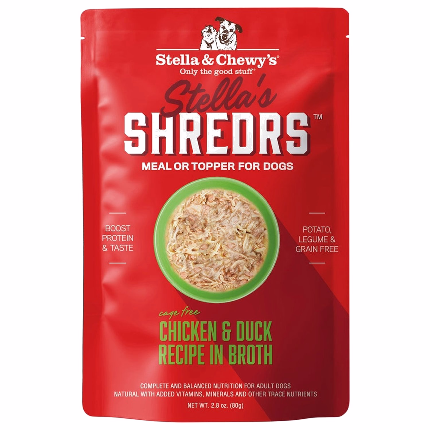Stella & Chewys Dog Pouch - Stella's Shredrs - Chicken & Duck in Broth 2.8oz