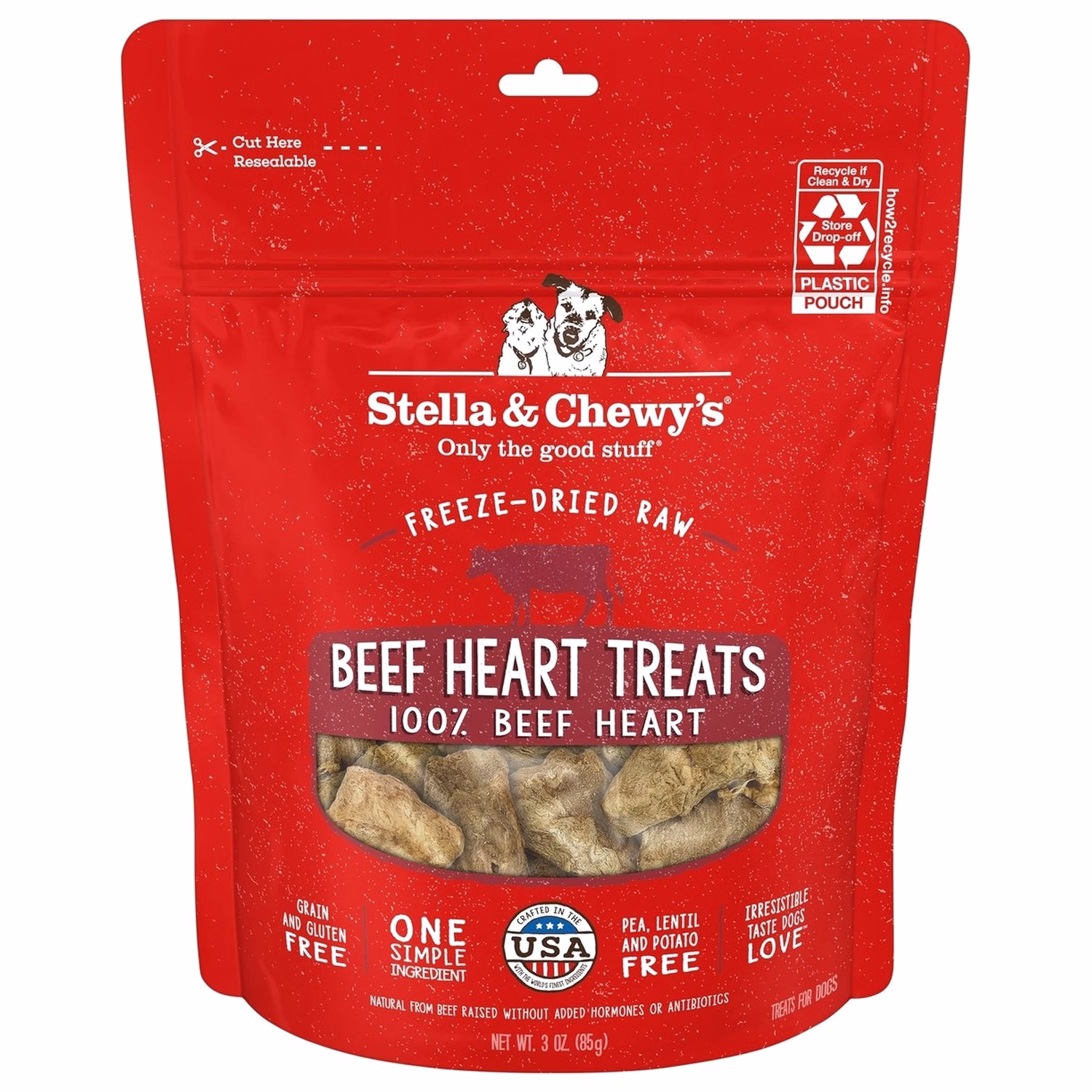 Stella & Chewys Dog Treat - Raw Organ - Freeze Dried Beef Heart 3oz | 85g