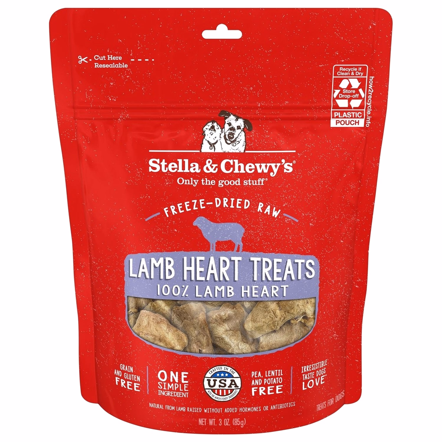 Stella & Chewys Dog Treat - Raw Organ - Freeze Dried Lamb Heart 3oz