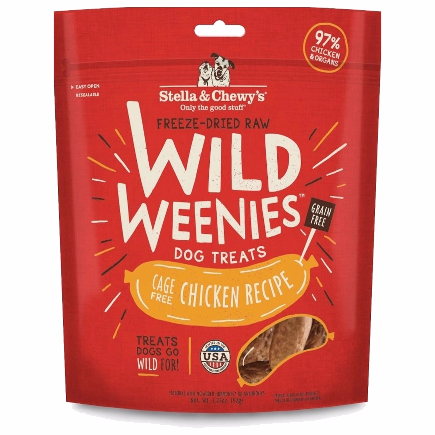 Stella & Chewys Dog Treat - Wild Weenies - Freeze Dried Cage Free Chicken 3.25oz