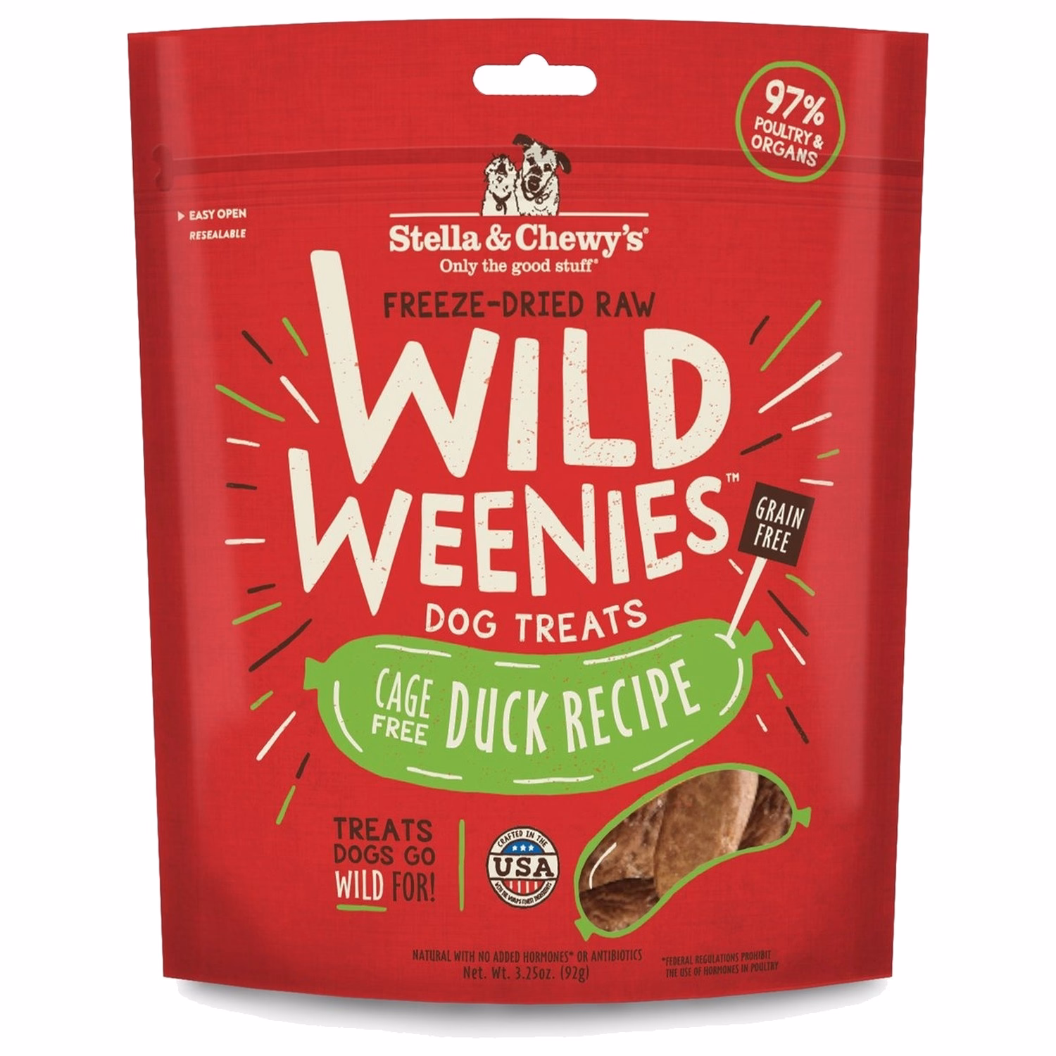 Stella & Chewys Dog Treat - Wild Weenies - Freeze Dried Cage Free Duck 3.25oz