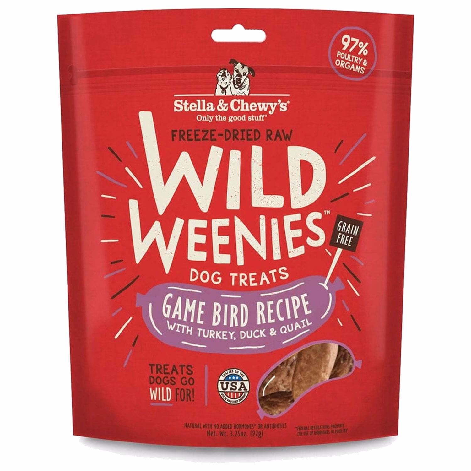 Stella & Chewys Dog Treat - Wild Weenies - Freeze Dried Game Bird 3.25oz