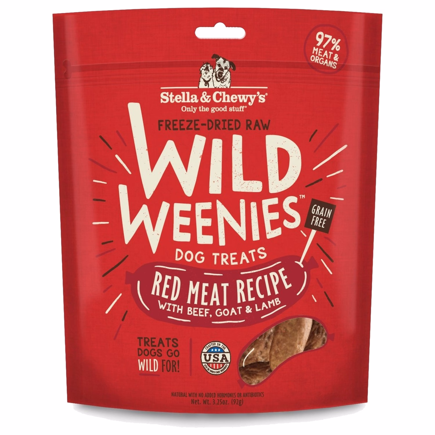 Stella & Chewys Dog Treat - Wild Weenies - Freeze Dried Red Meat 3.25oz