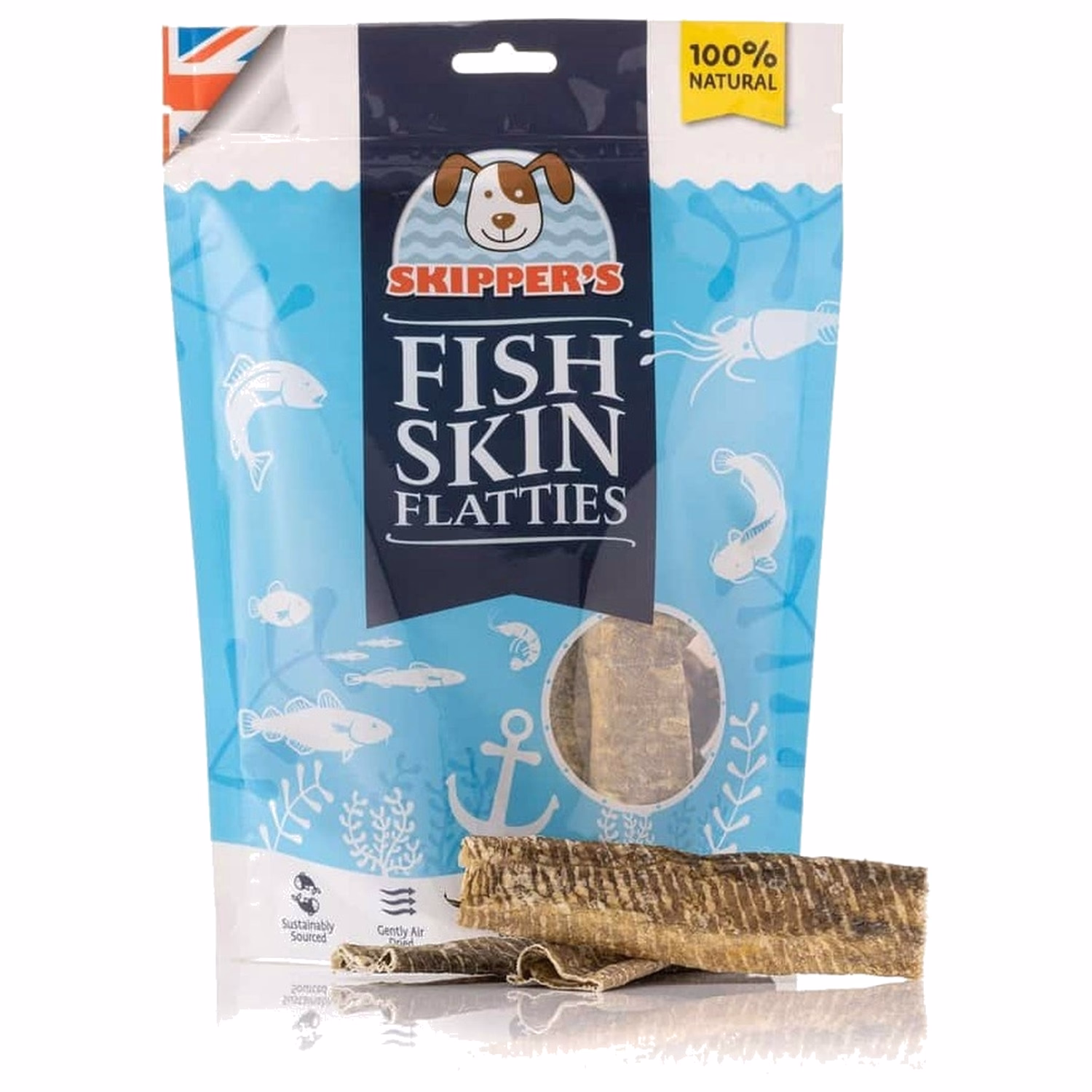 Skippers Dog Treat - Fish Skin Flatties Short 200g
