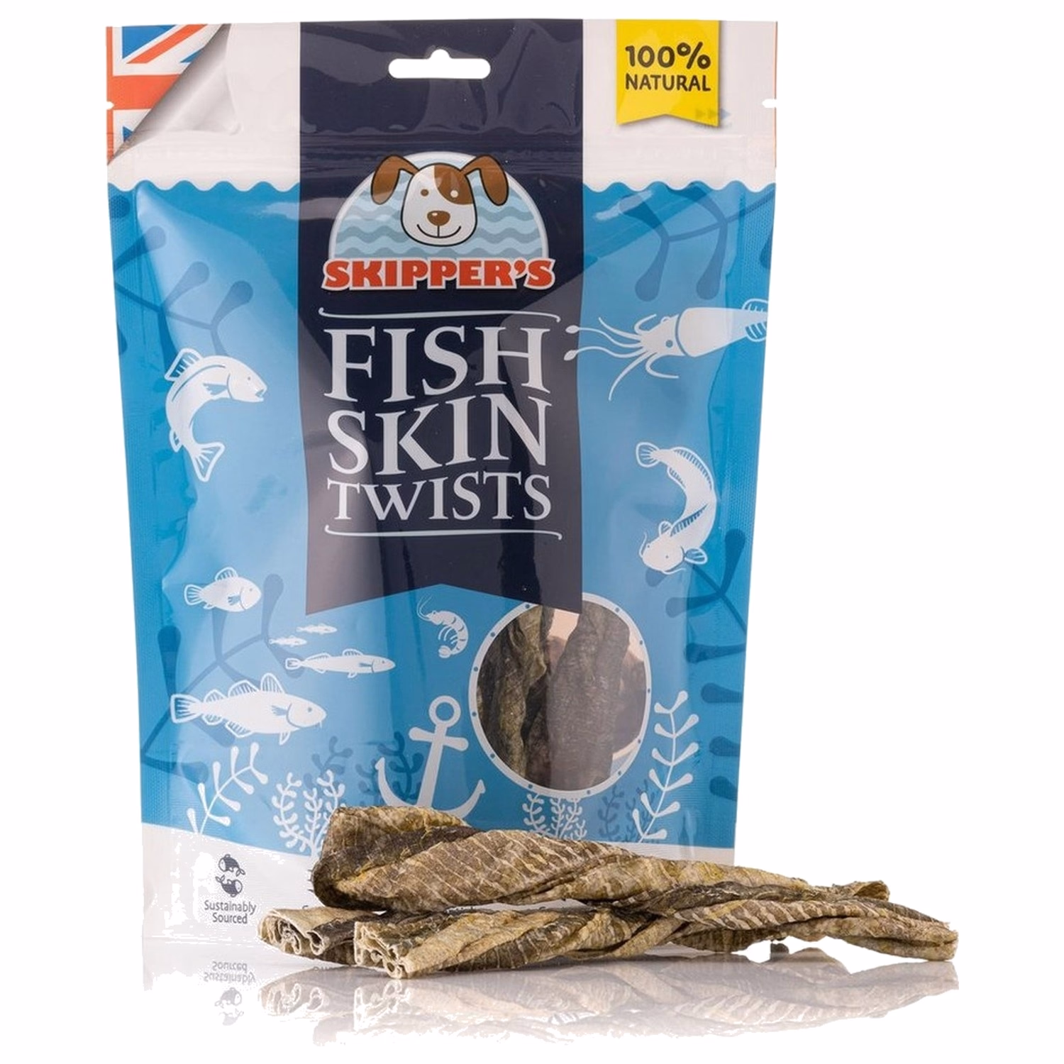 Skippers Dog Treat - Fish Skin Twists Short 200g