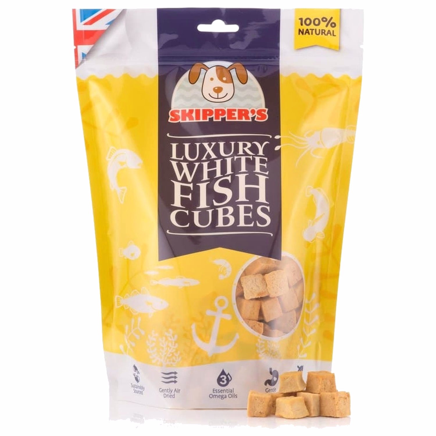 Skippers Dog Treat - Luxury White Fish Cubes 250g