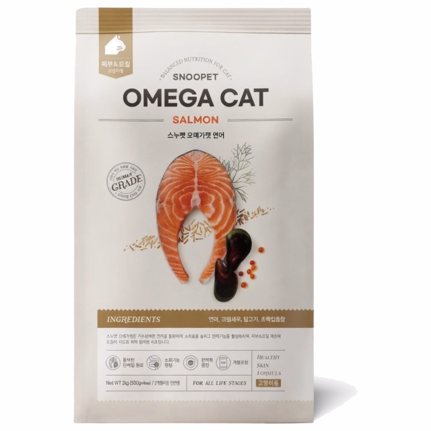 SNOOPET Omega 貓乾糧 – 鮮三文魚、青口、磷蝦、紅蔘配方 2kg