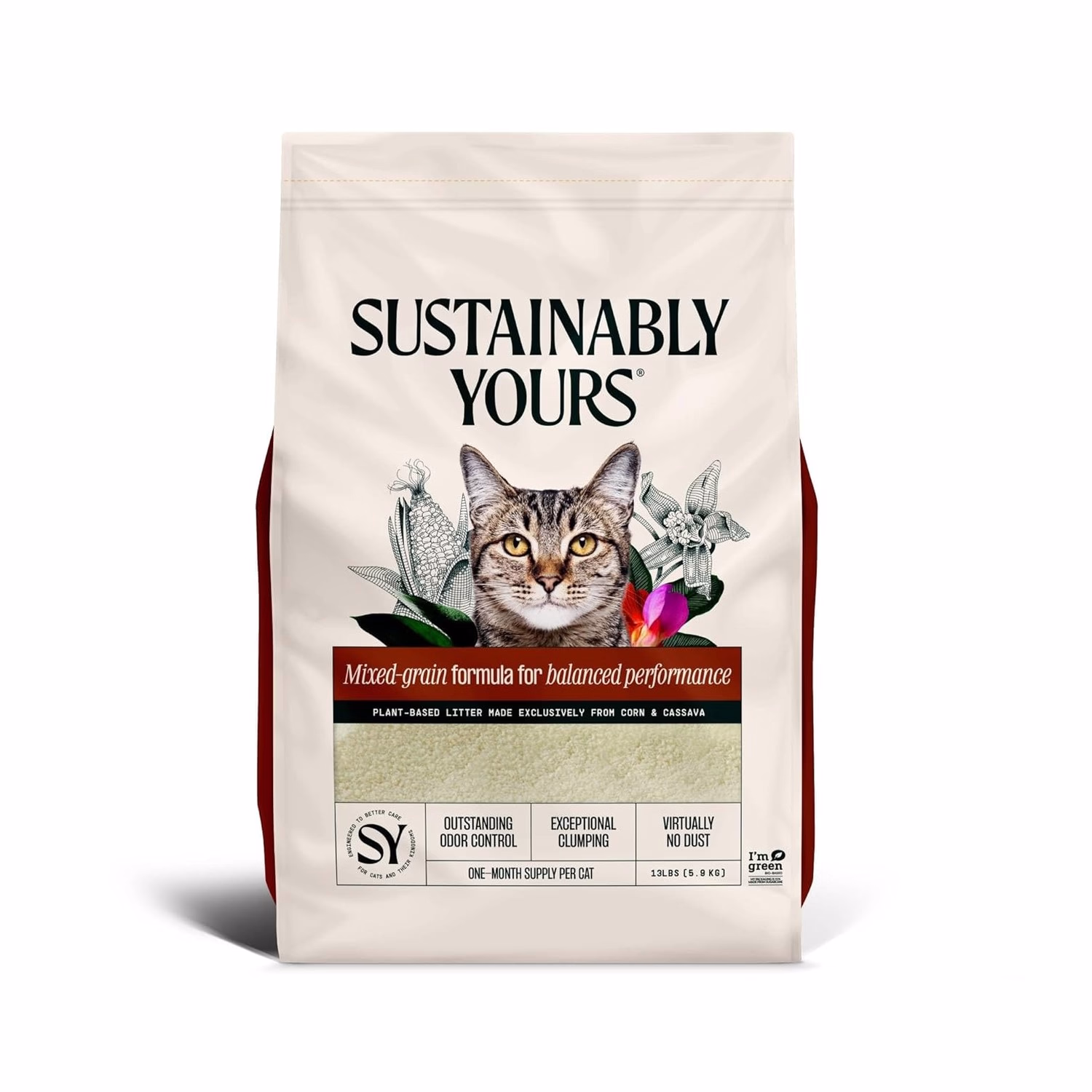Sustainably Yours Natural Cat Litter - Multi-Cat Mixed Grain 13lb