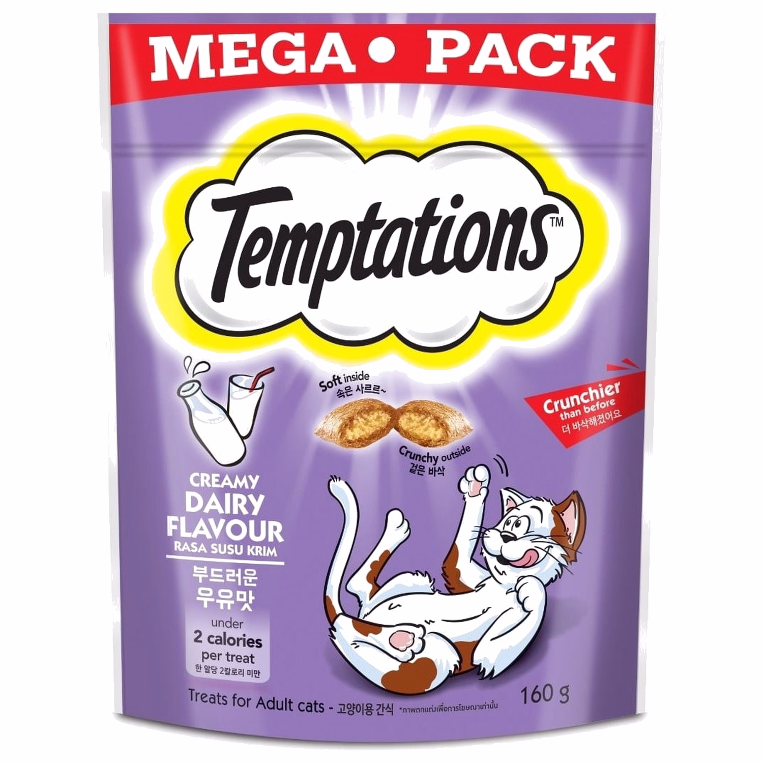 Temptations 超量裝 貓小食 - 香滑牛奶味 160g - EXP 15-10-2026