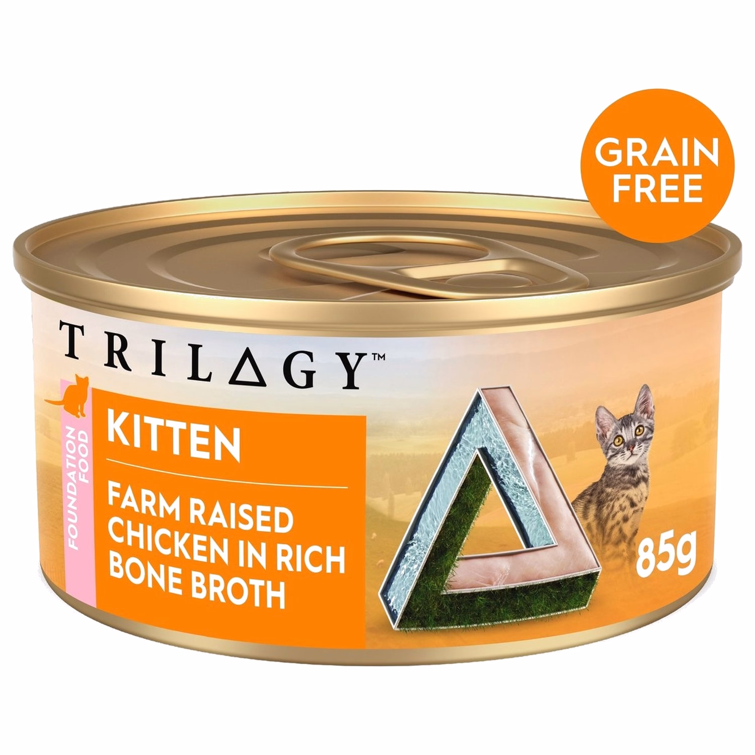 TRILOGY Kitten Can - Grain Free Farm Raised Chicken In Bone Broth 85g