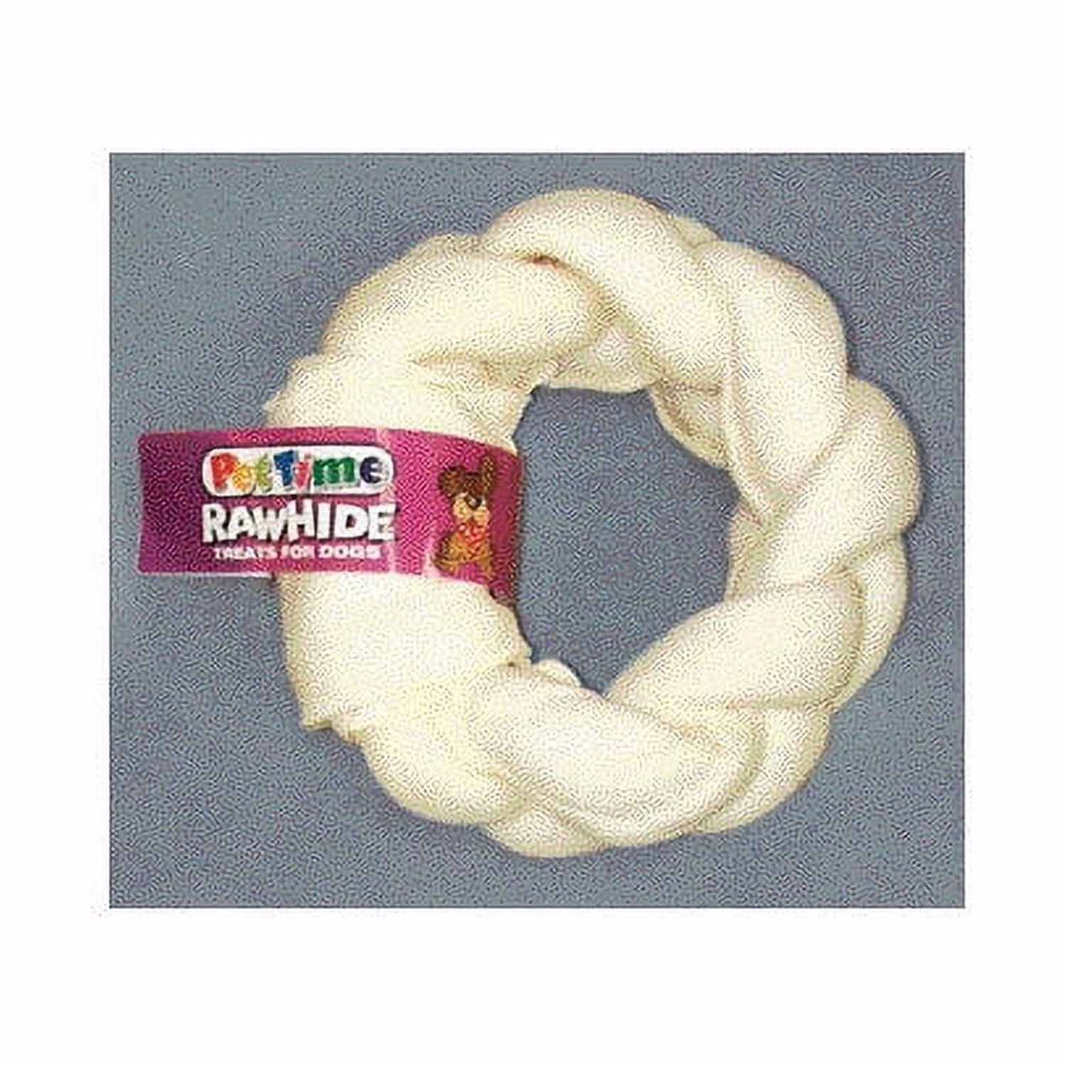 The Rawhide Express 狗咀嚼零食 - Braided Ring Donut Peanut Butter 3.5" (9 cm)