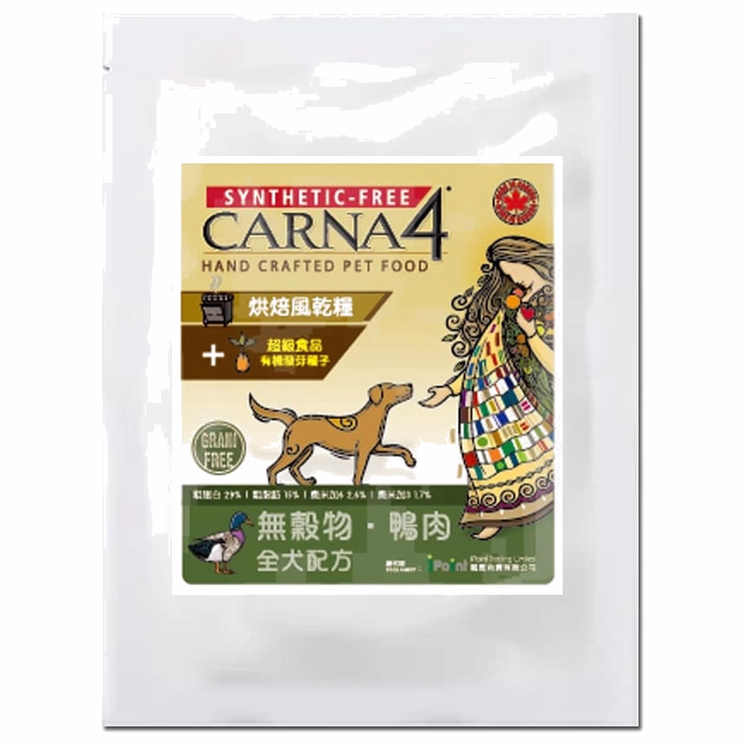 試食裝 Carna4 無穀物烘焙風乾狗糧 - 鴨肉配方