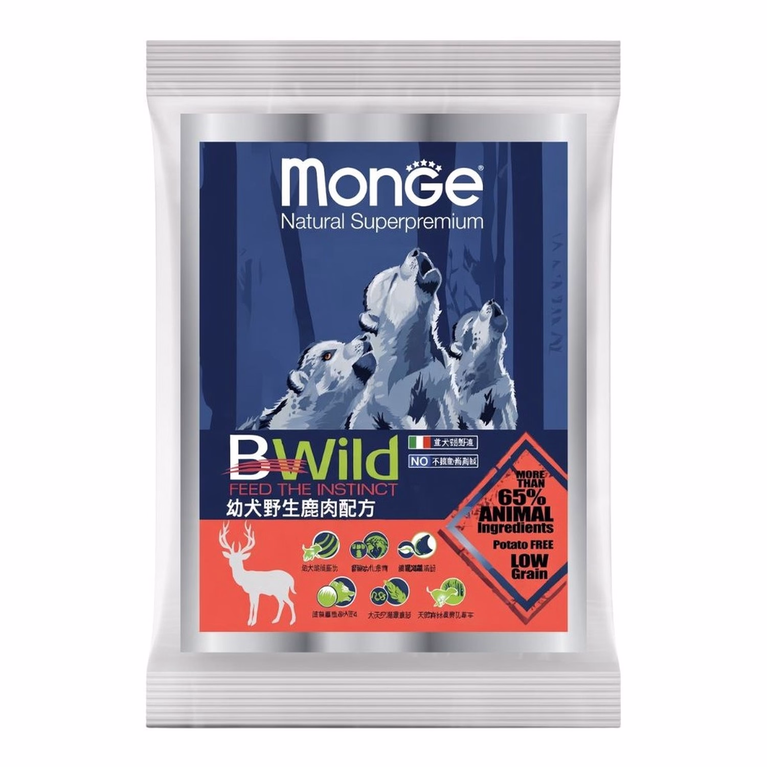 MONGE BWild Dog Food - Puppy & Junior - Wild Deer