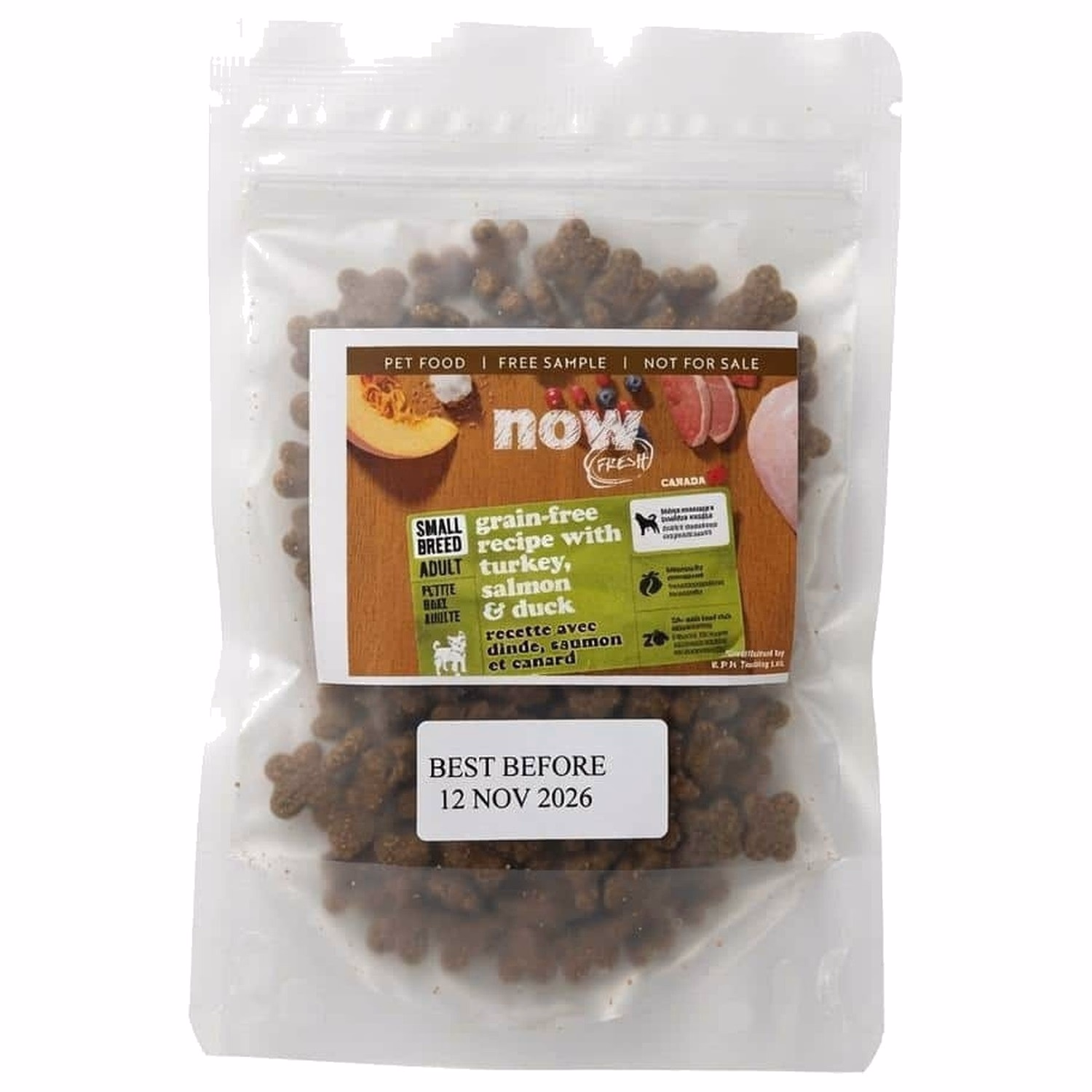 試食裝 NOW Fresh 無榖物狗乾糧 - 小型成犬 (火雞, 三文魚, 鴨肉)配方