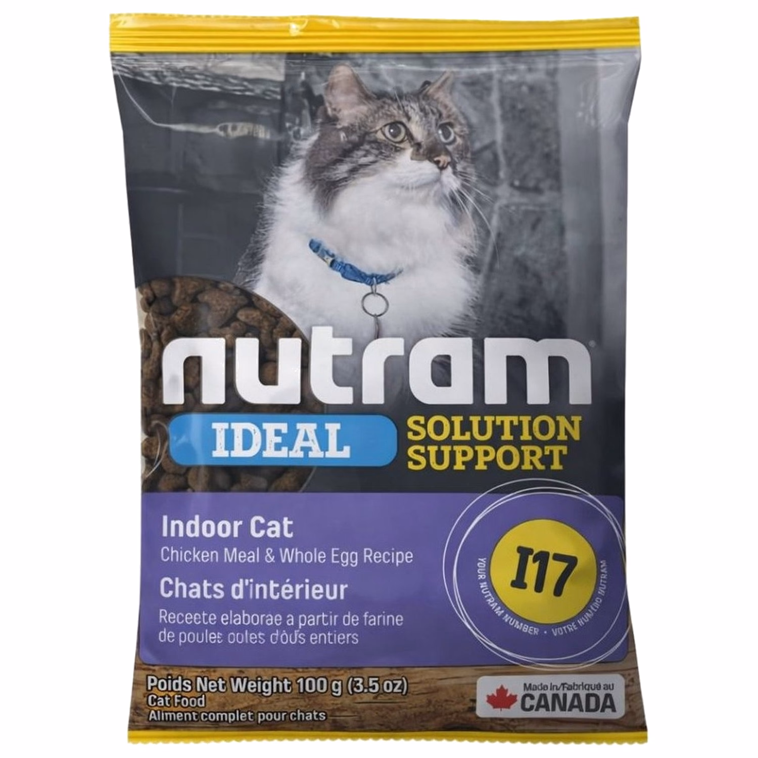 試食裝 Nutram 加拿大紐頓貓乾糧 - I17 室內控制掉毛配方 100g
