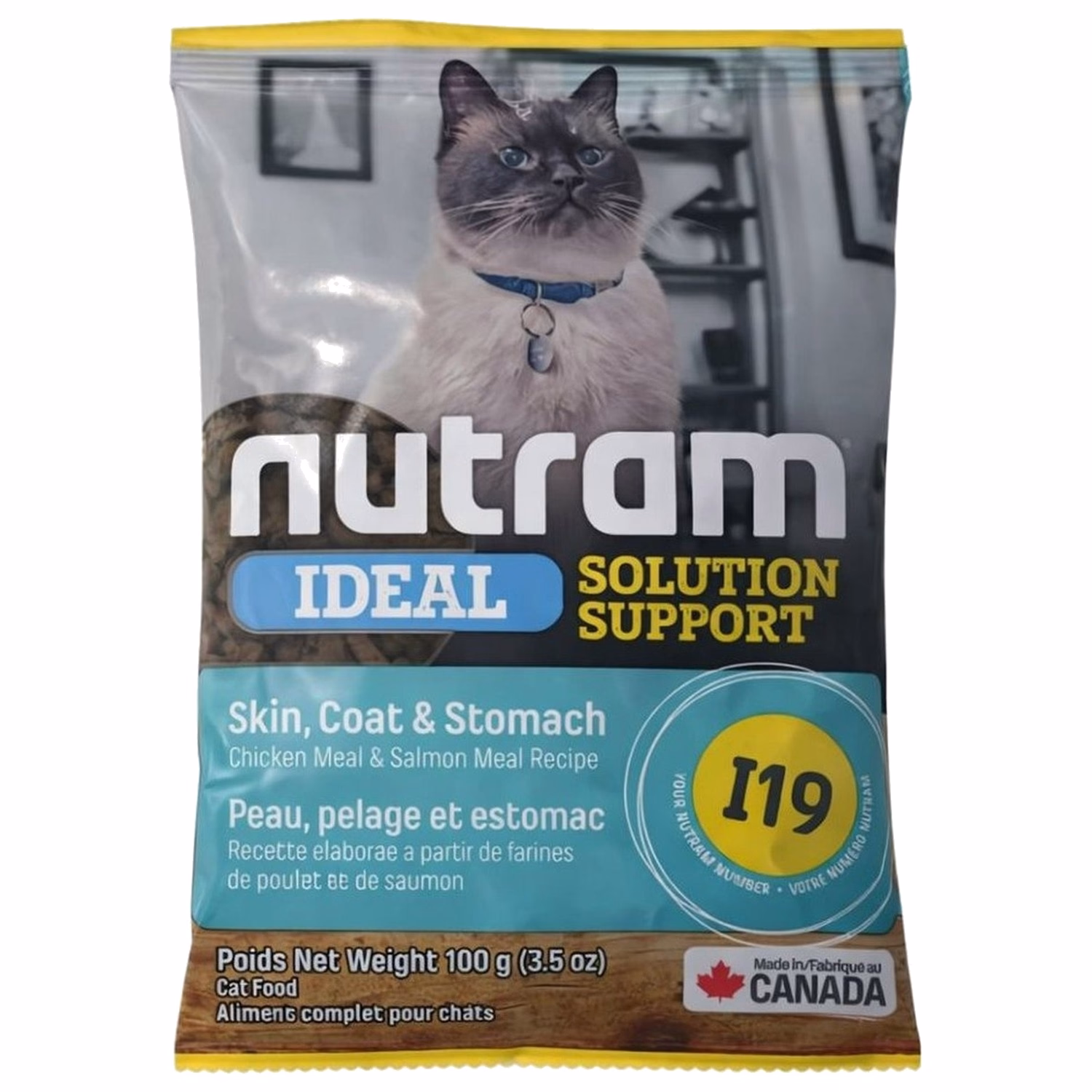 試食裝 Nutram 加拿大紐頓貓乾糧 - I19 敏感腸胃，皮膚配方 100g