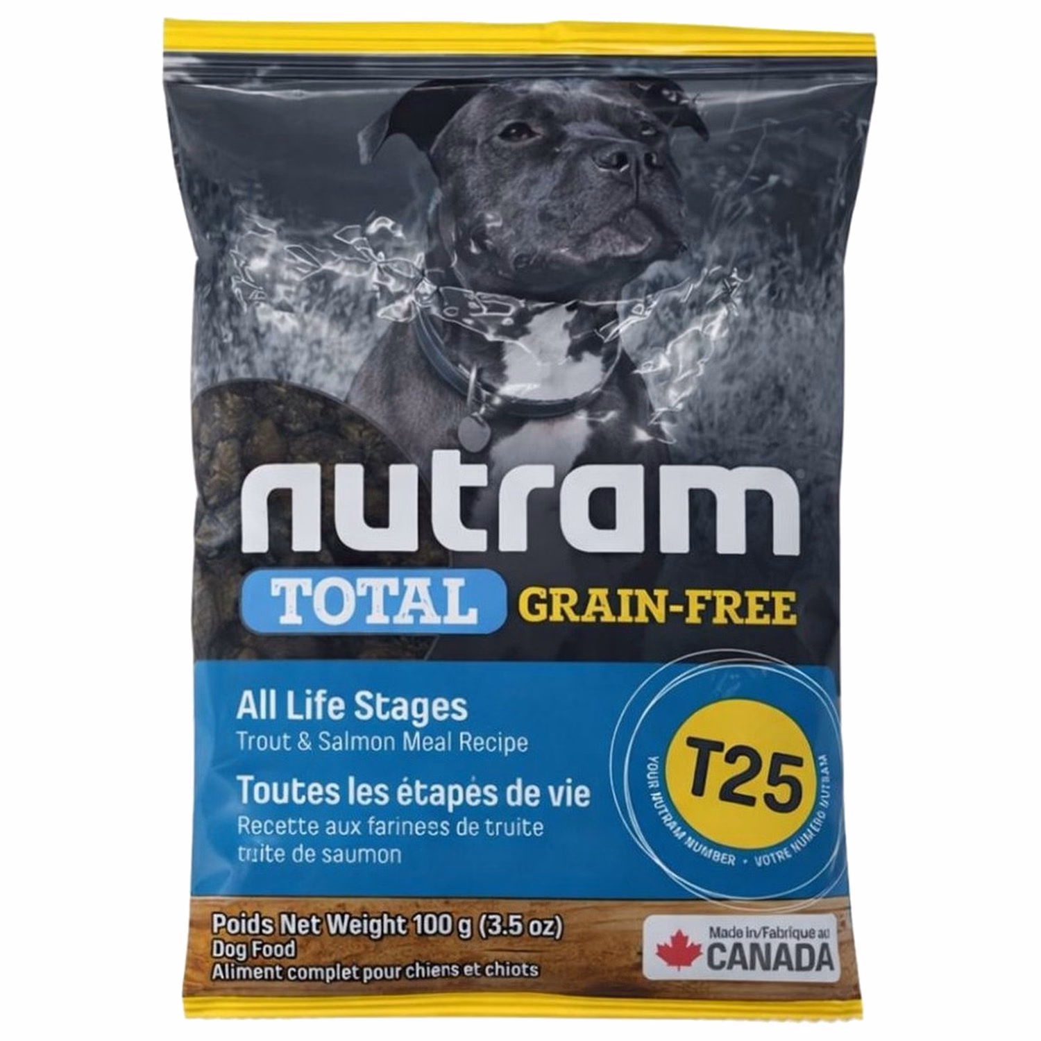 試食裝 Nutram 加拿大紐頓狗乾糧 - T25 Total 無穀物 - 三文魚鱄魚配方 100g