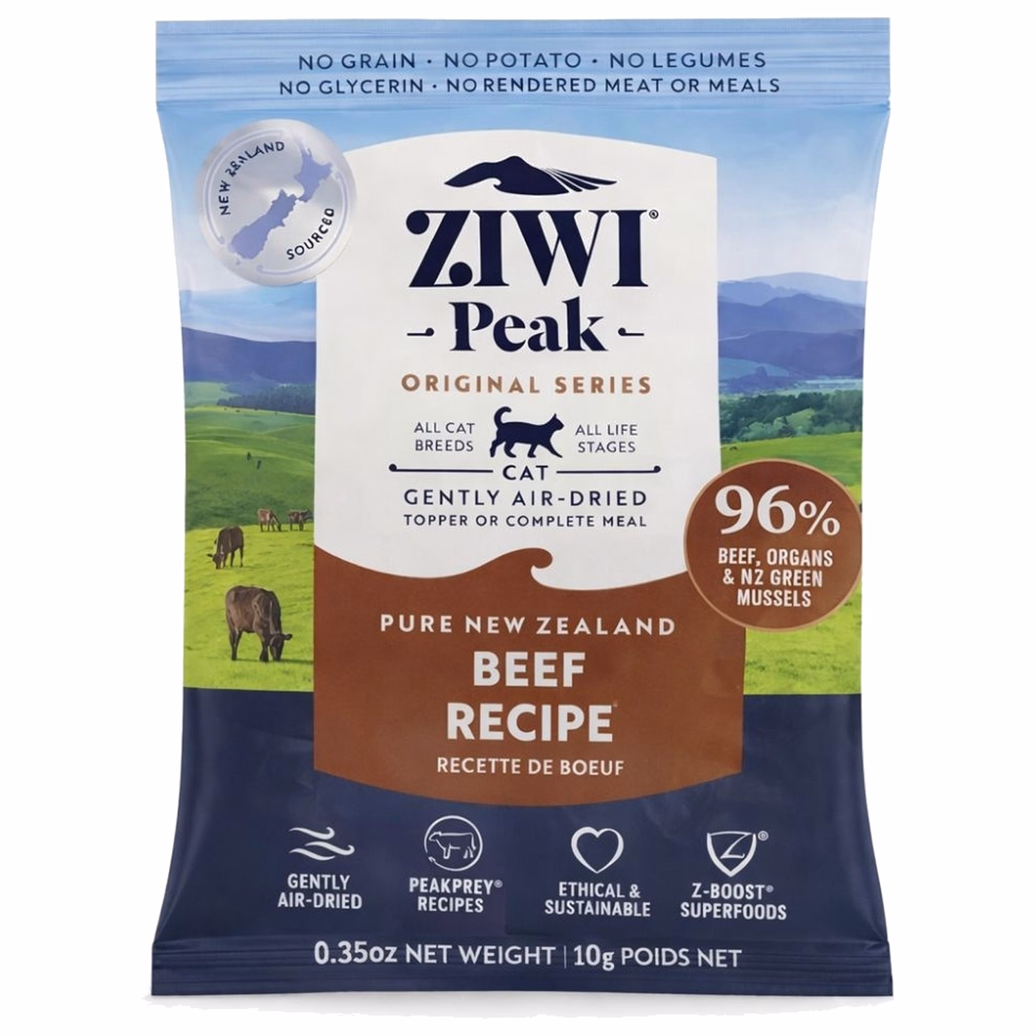 試食裝 Ziwipeak新西蘭巔峰貓糧 - 風乾脫水 - 無穀物牛肉配方