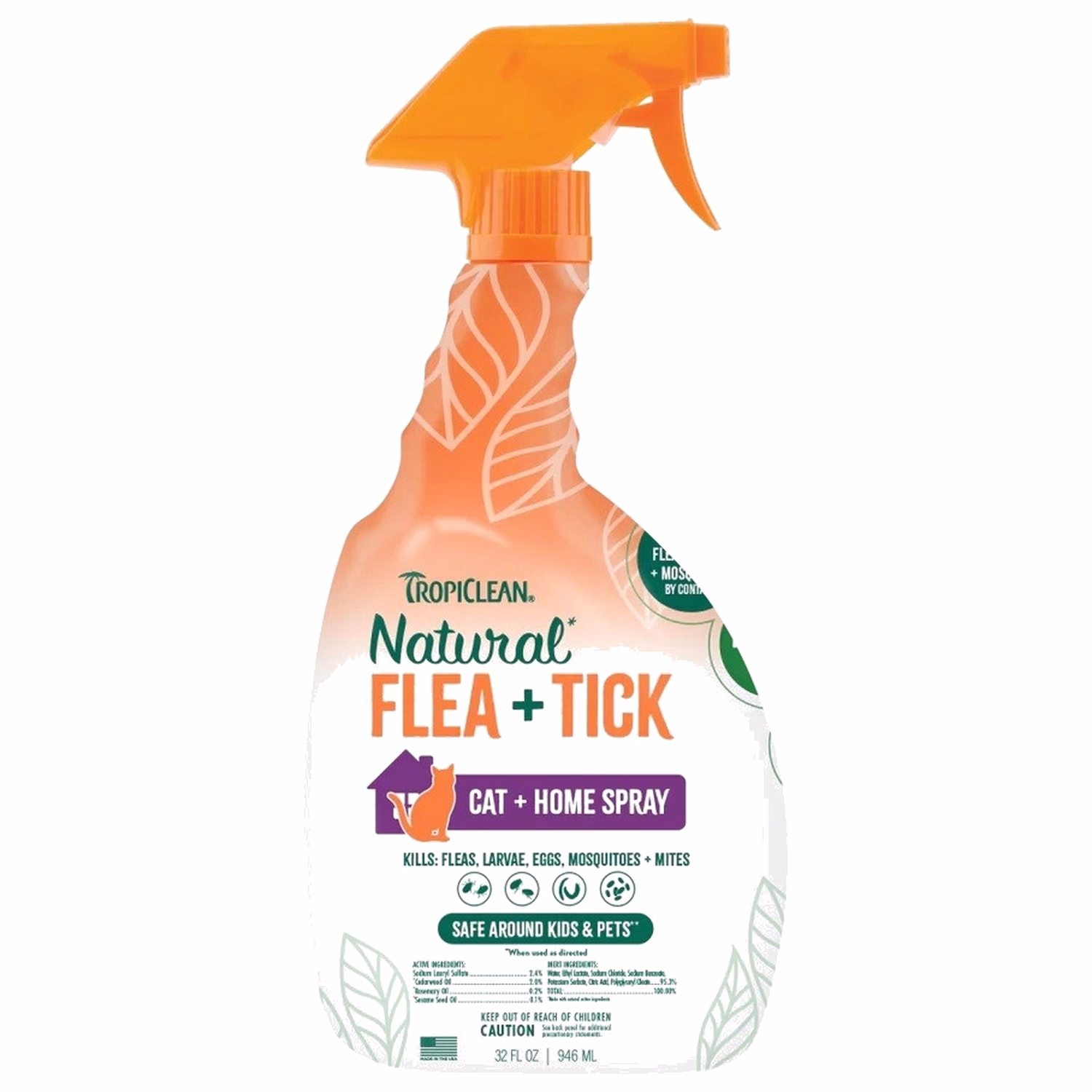 TropiClean 天然跳蚤及蜱蟲貓貓與寢具噴霧 946ml