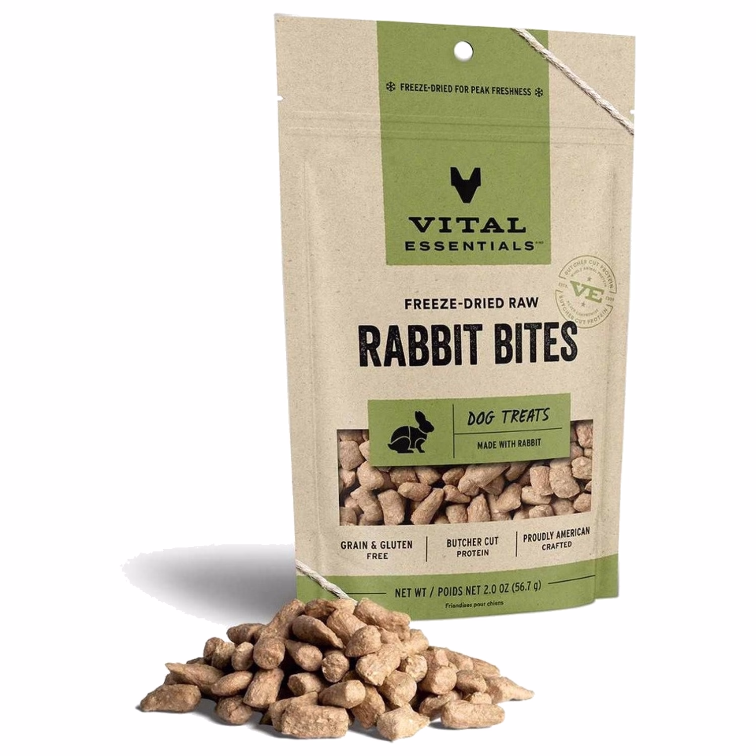 Vital Essentials Dog Treat - Freeze Dried Rabbit Bites 2oz