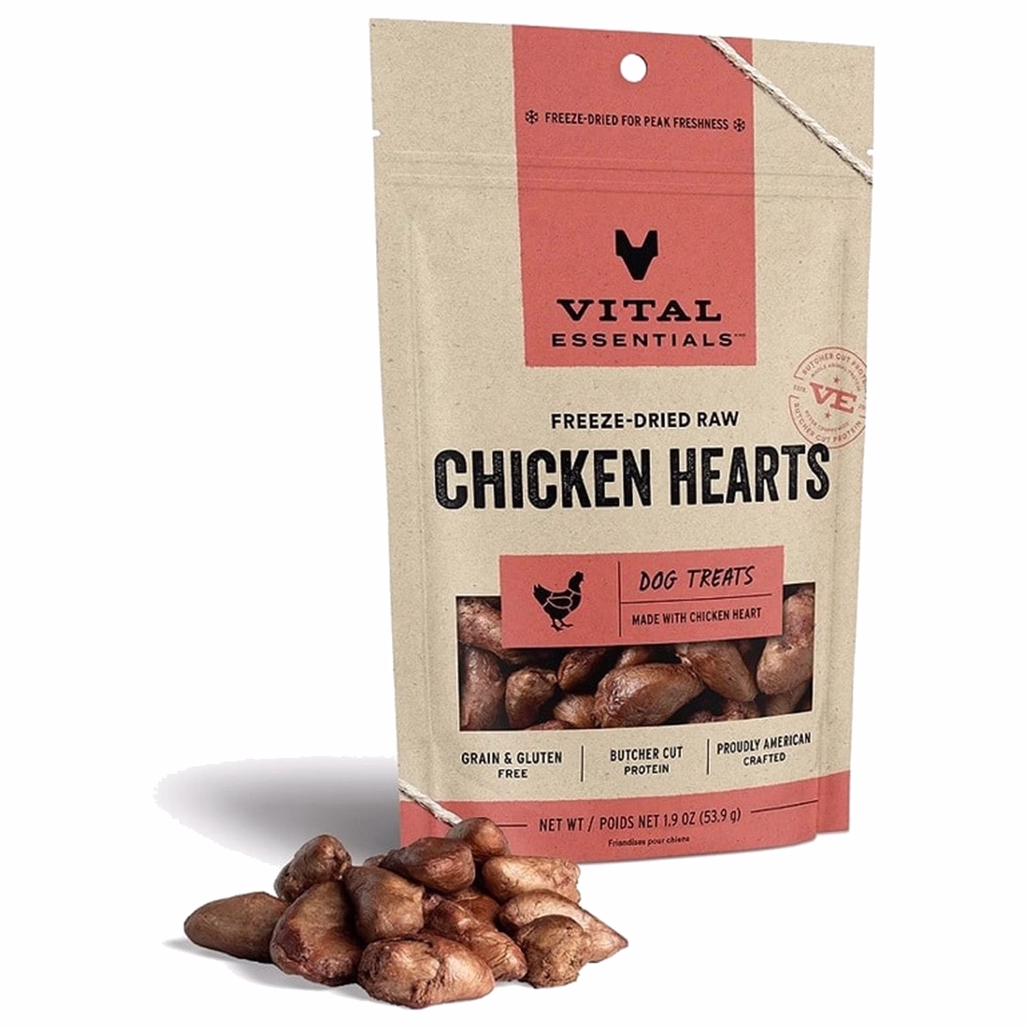 Vital Essentials Dog Treat - Freeze Dried Chicken Hearts 1.9oz