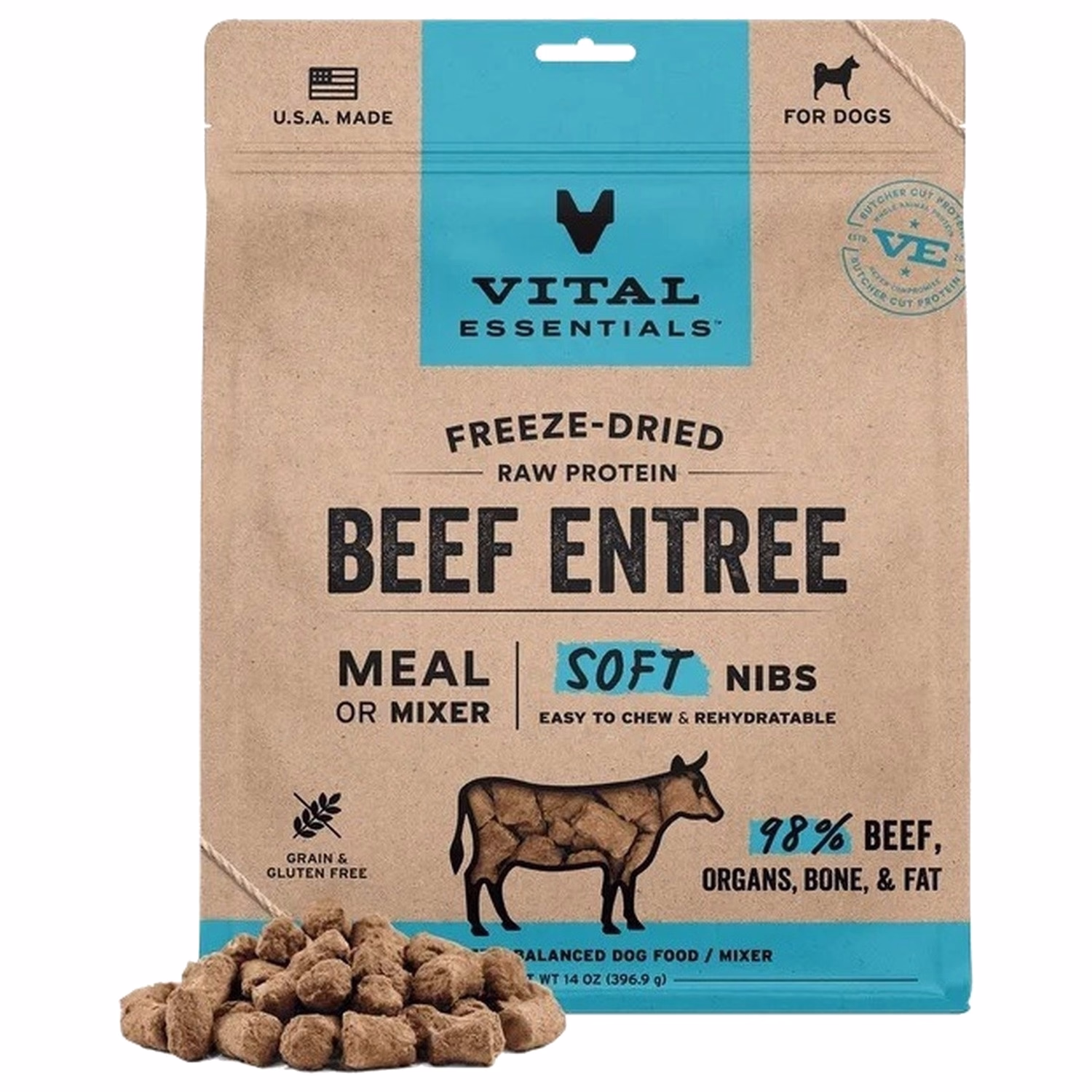 Vital Essentials 美國狗糧 - 凍乾脫水(軟肉粒) - 牛肉 14oz