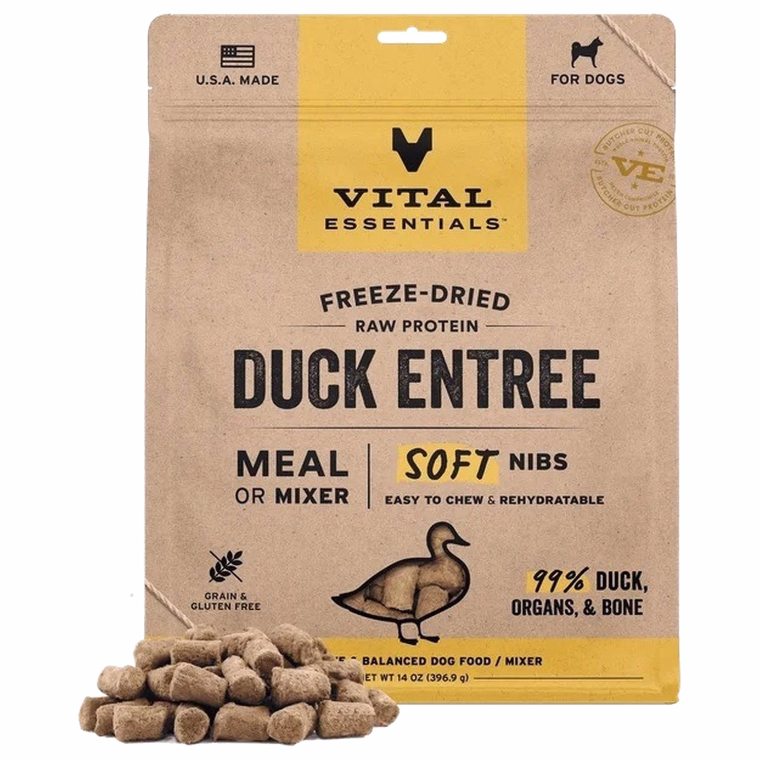 Vital Essentials 美國狗糧 - 凍乾脫水(軟肉粒) - 鴨肉 14oz