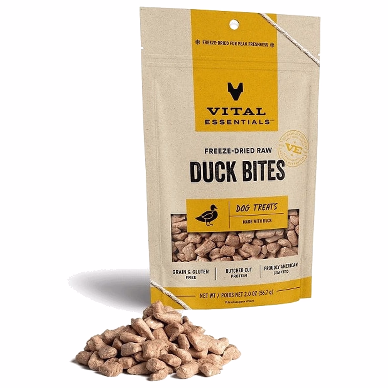 Vital Essentials Dog Treat - Freeze Dried Duck Bites 2oz