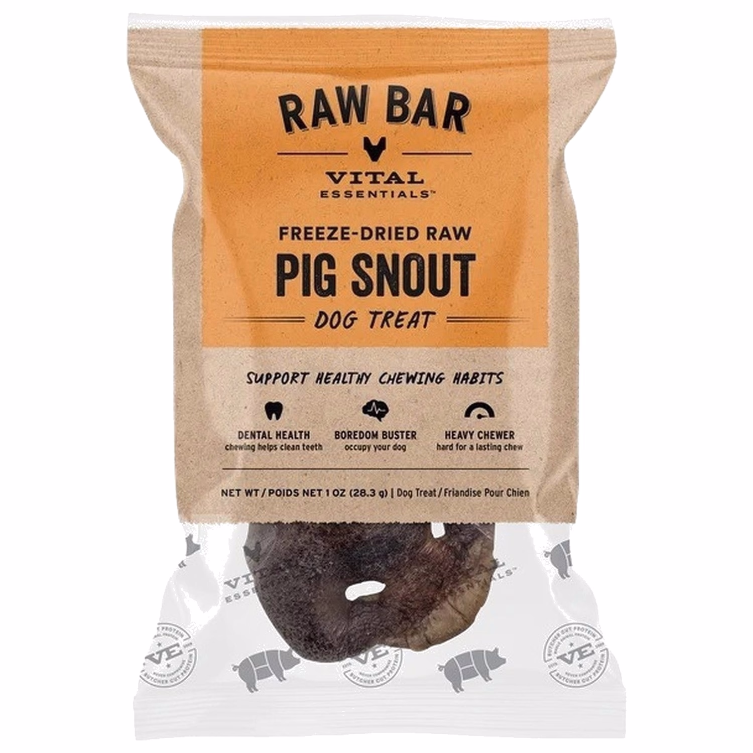 Vital Essentials Dog Dental Treat - Freeze Dried Pig Snout 1oz