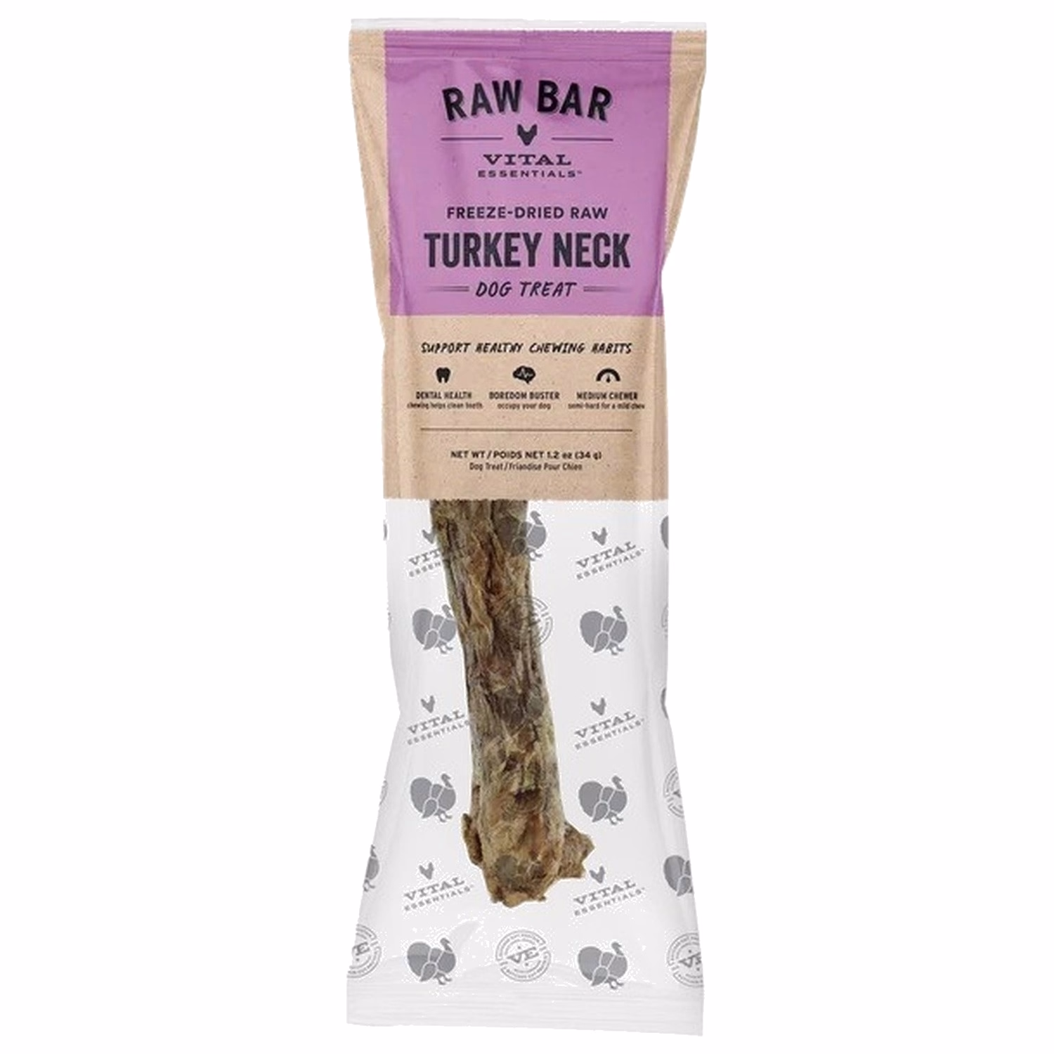 Vital Essentials Dog Dental Treat - Freeze Dried Turkey Neck 1.2oz
