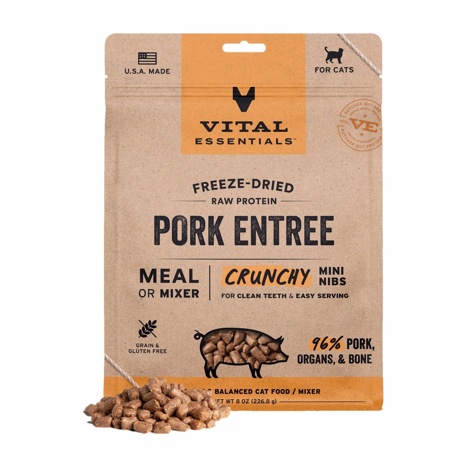 Vital Essentials 美國貓糧 - 凍乾脫水(迷你粒) - 穀飼豬肉