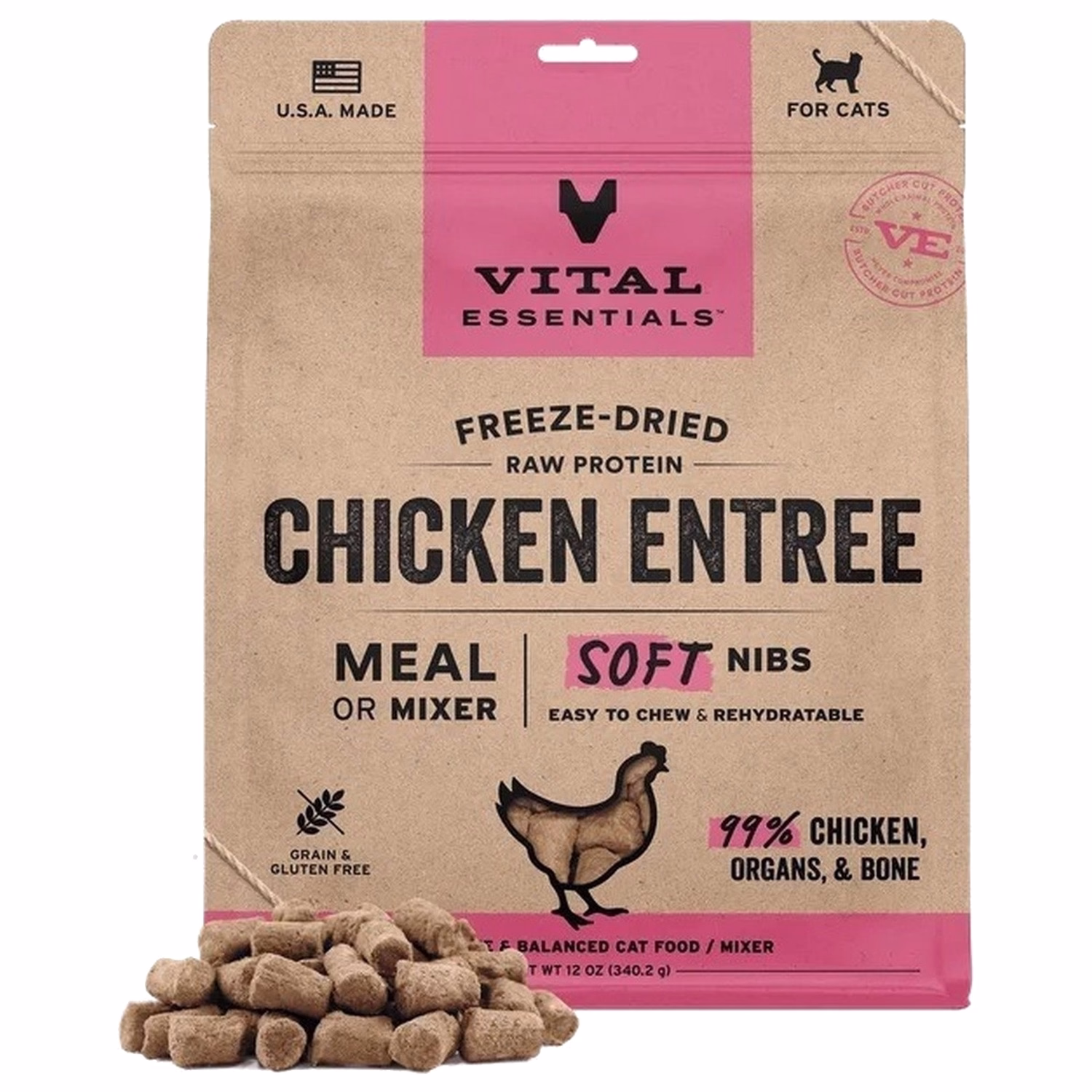 Vital Essentials 美國貓糧 - 凍乾脫水(軟肉粒) - 雞肉 12oz