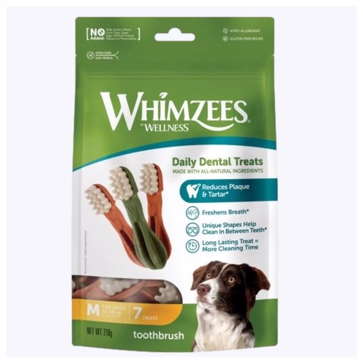 Whimzees狗小食 - 牙刷型潔齒骨 - 中型犬 - 中碼(25-40lbs) 210g