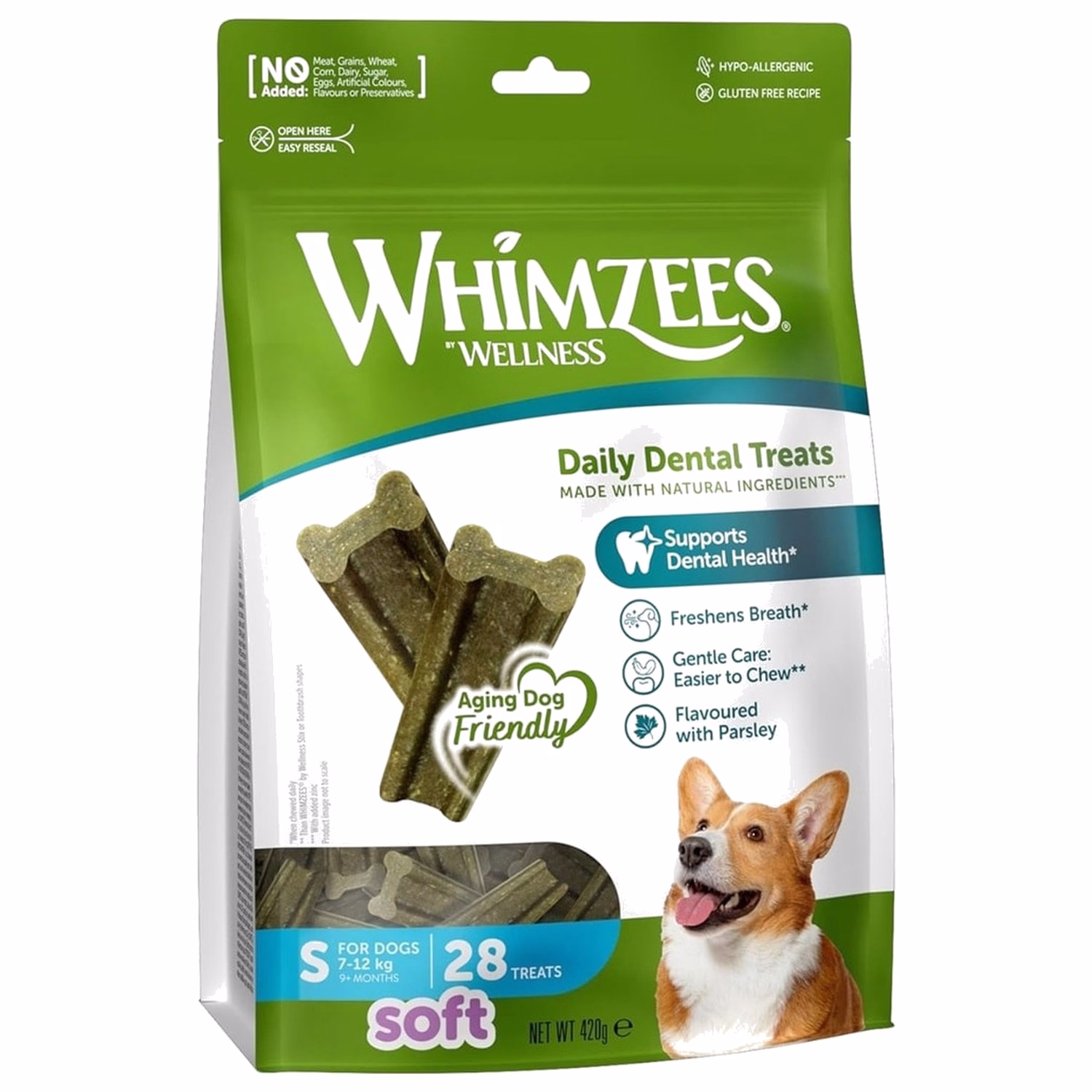 Whimzees Senior Dog Dental Treat - Soft Stix - Small (15-25lbs) 28pcs | 420g