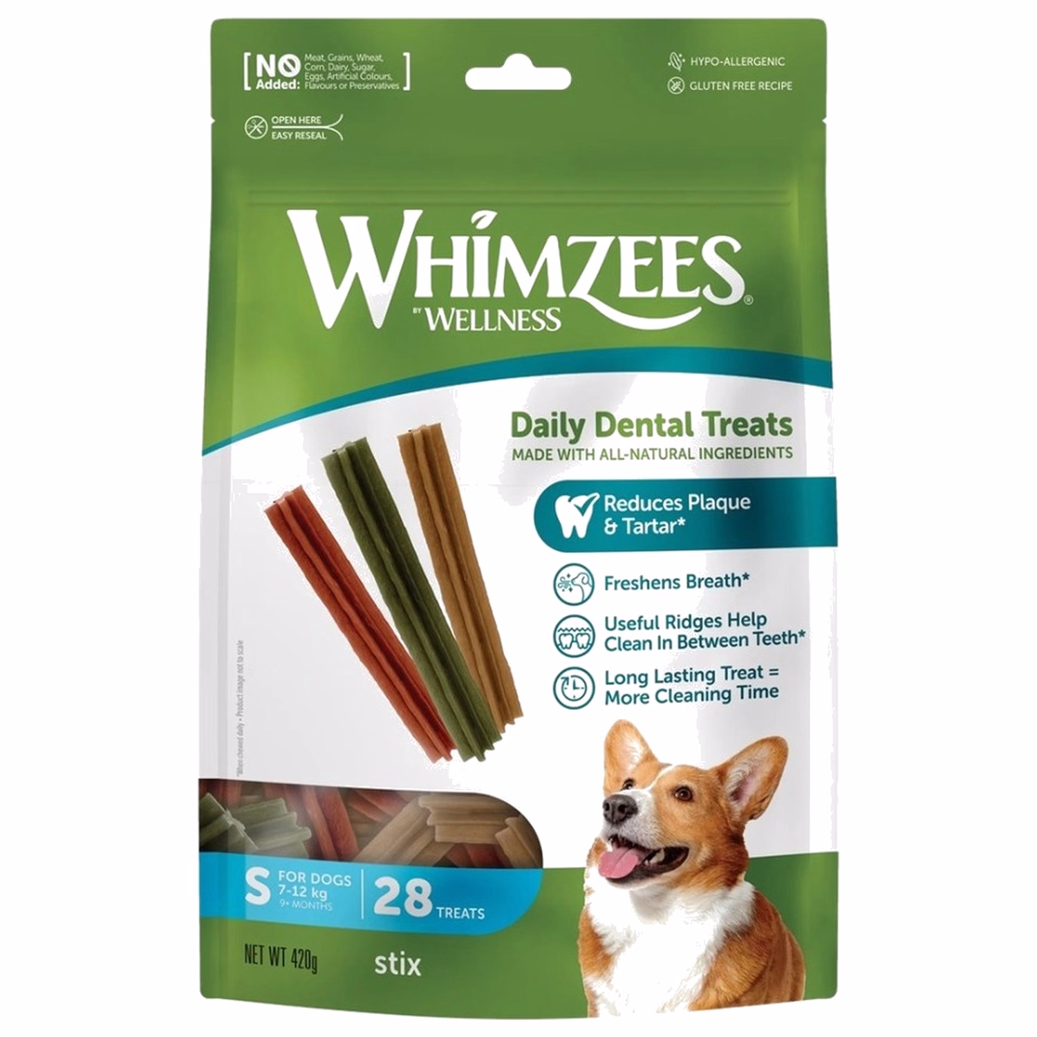 Whimzees狗小食 - 六角長條型潔齒骨 - 小型犬 - 細碼 (15-25lbs) 28pcs | 420g