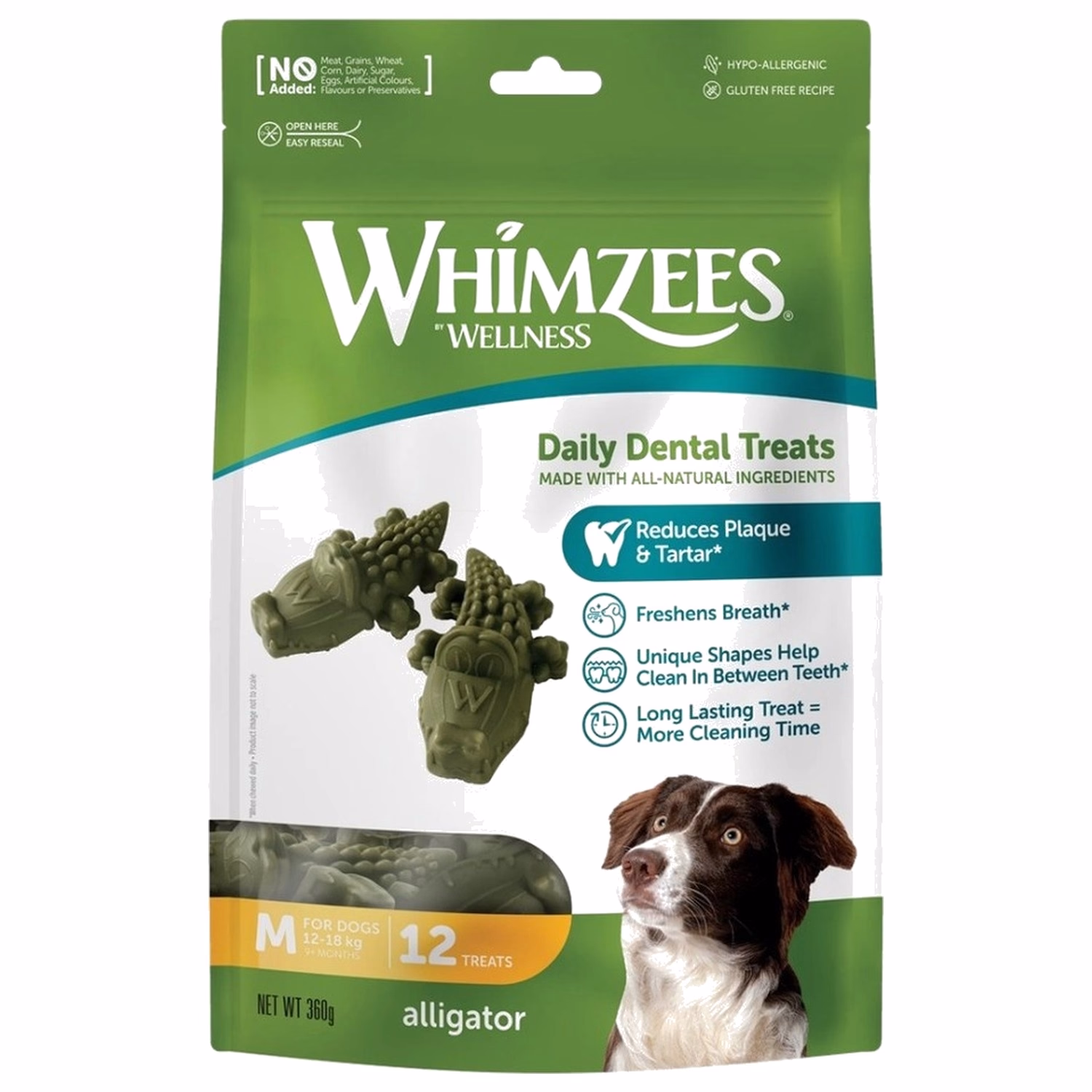 Whimzees狗小食 - 鱷魚潔齒骨 - 中型犬 - 中碼(25-40lbs) 12pcs | 360g