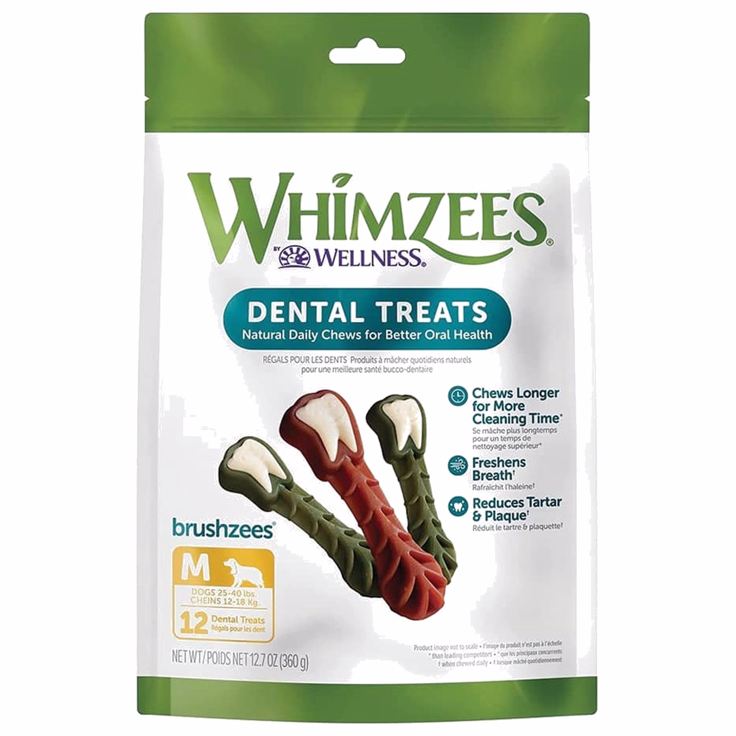 Whimzees 狗小食 - 快樂牙刷型潔齒骨 - 小型犬 - 細碼 24支混色  360g