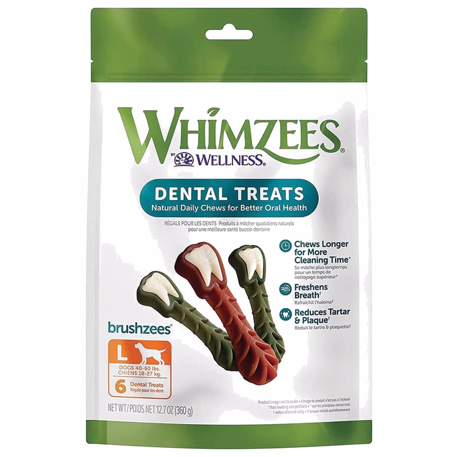 Whimzees 狗小食 - 快樂牙刷型潔齒骨 - 大型犬 - 大碼 6支混色  360g
