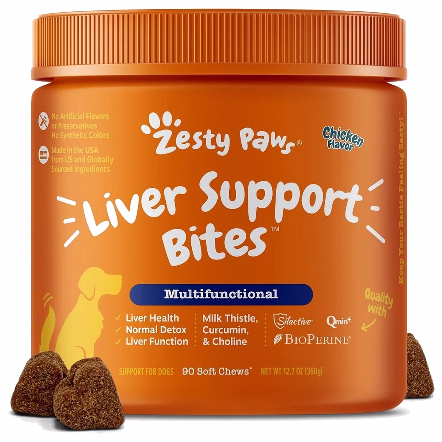 Zesty Paws 狗用肝臟護理咀嚼片 - 雞肉味 315g (90粒)