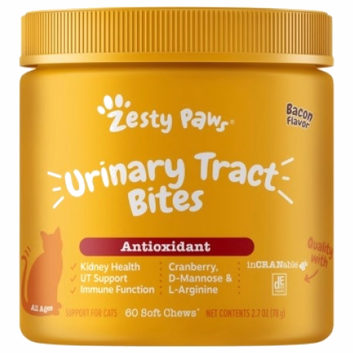 Zesty Paws 貓抗氧化 泌尿護理咀嚼片 - 煙肉味 78g (60粒)