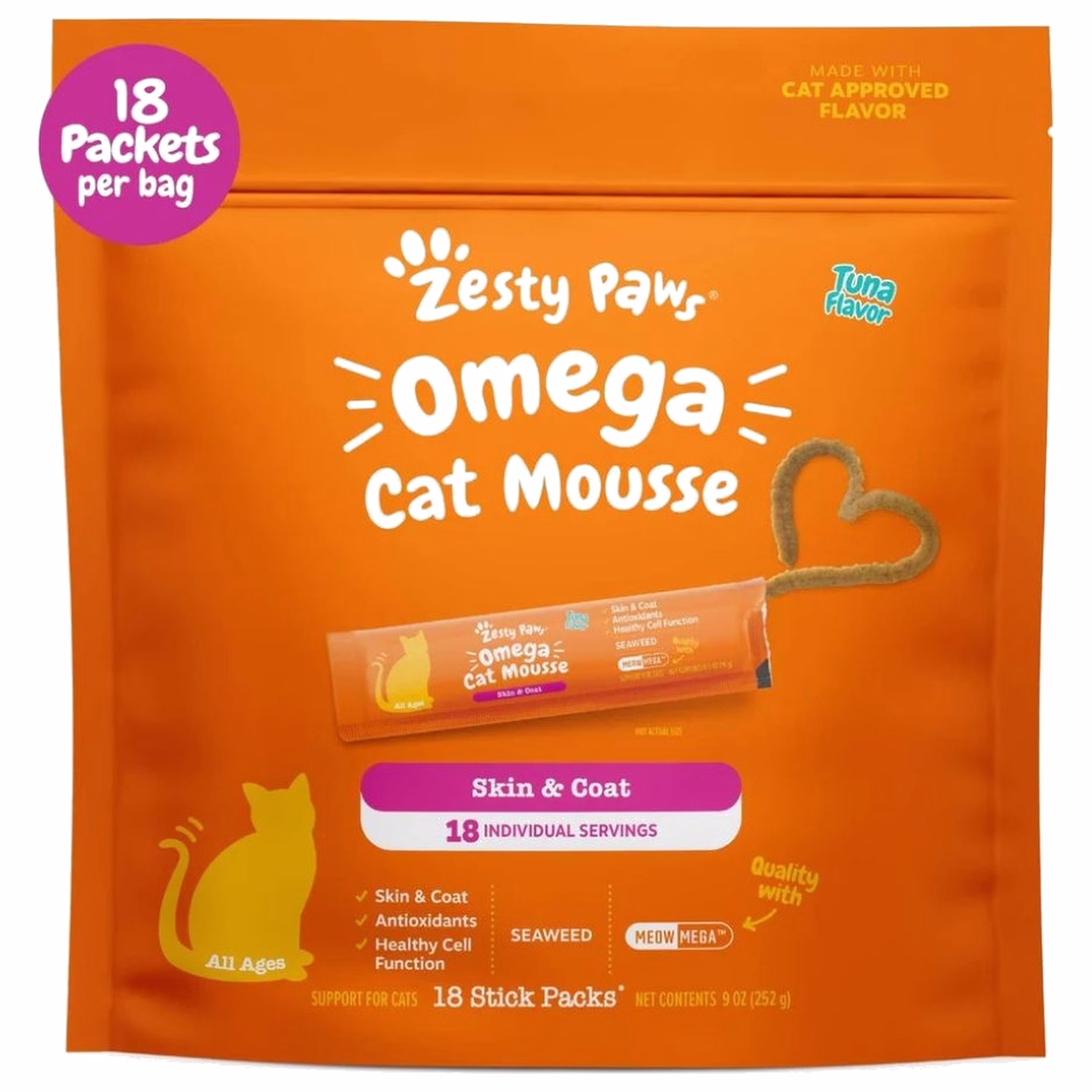 Zesty Paws 貓用奧米加慕絲唧唧棒 - 吞拿魚味 18條 (9oz)