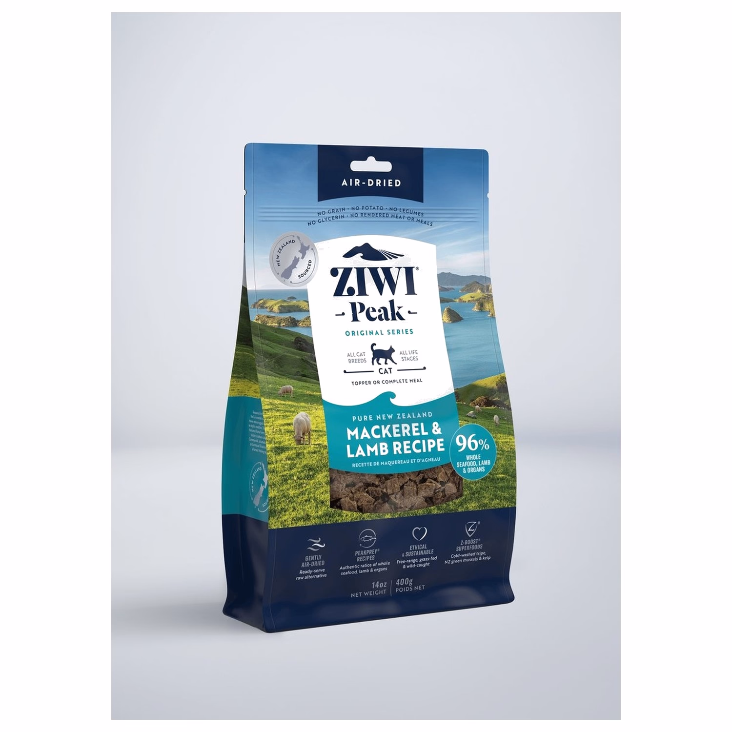 Ziwipeak新西蘭巔峰貓糧 - 風乾脫水 - 無穀物鯖魚羊肉配方