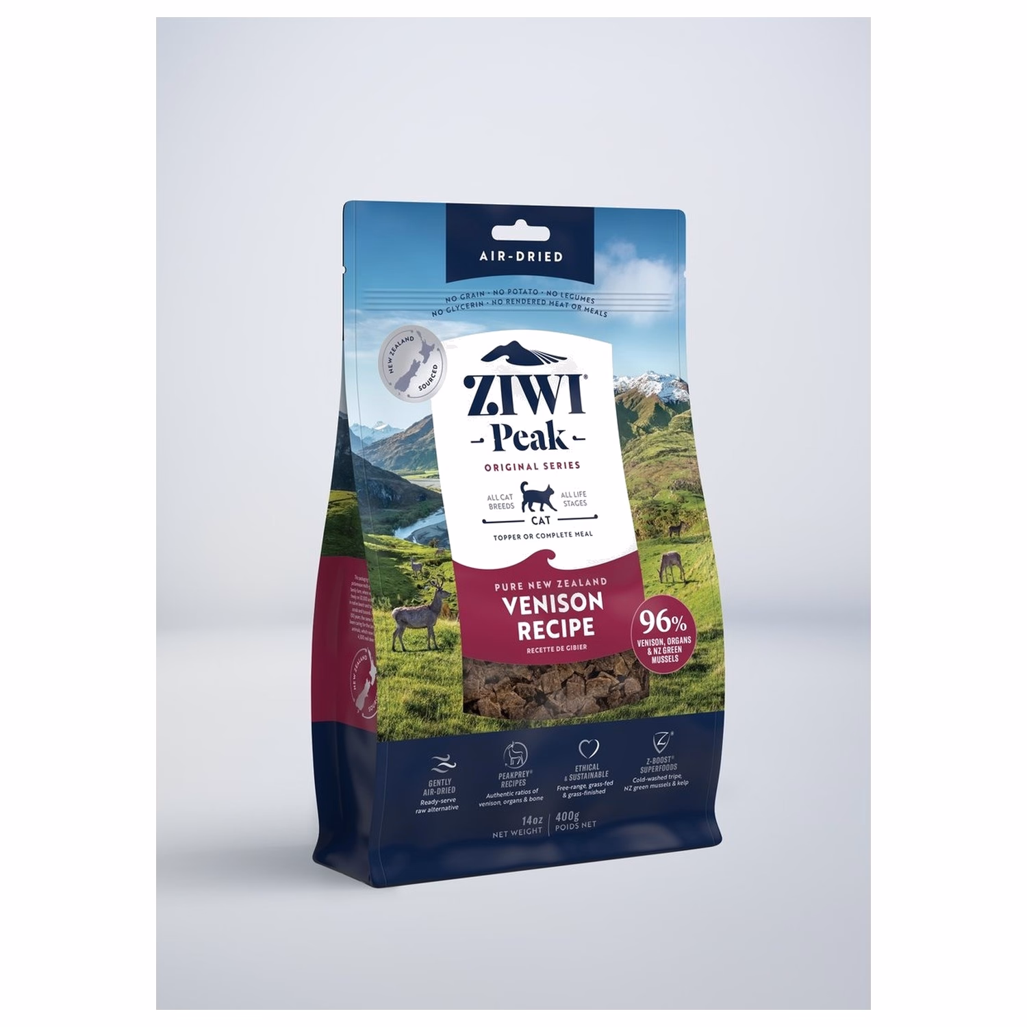 Ziwipeak新西蘭巔峰貓糧 - 風乾脫水 - 無穀物鹿肉配方 400g