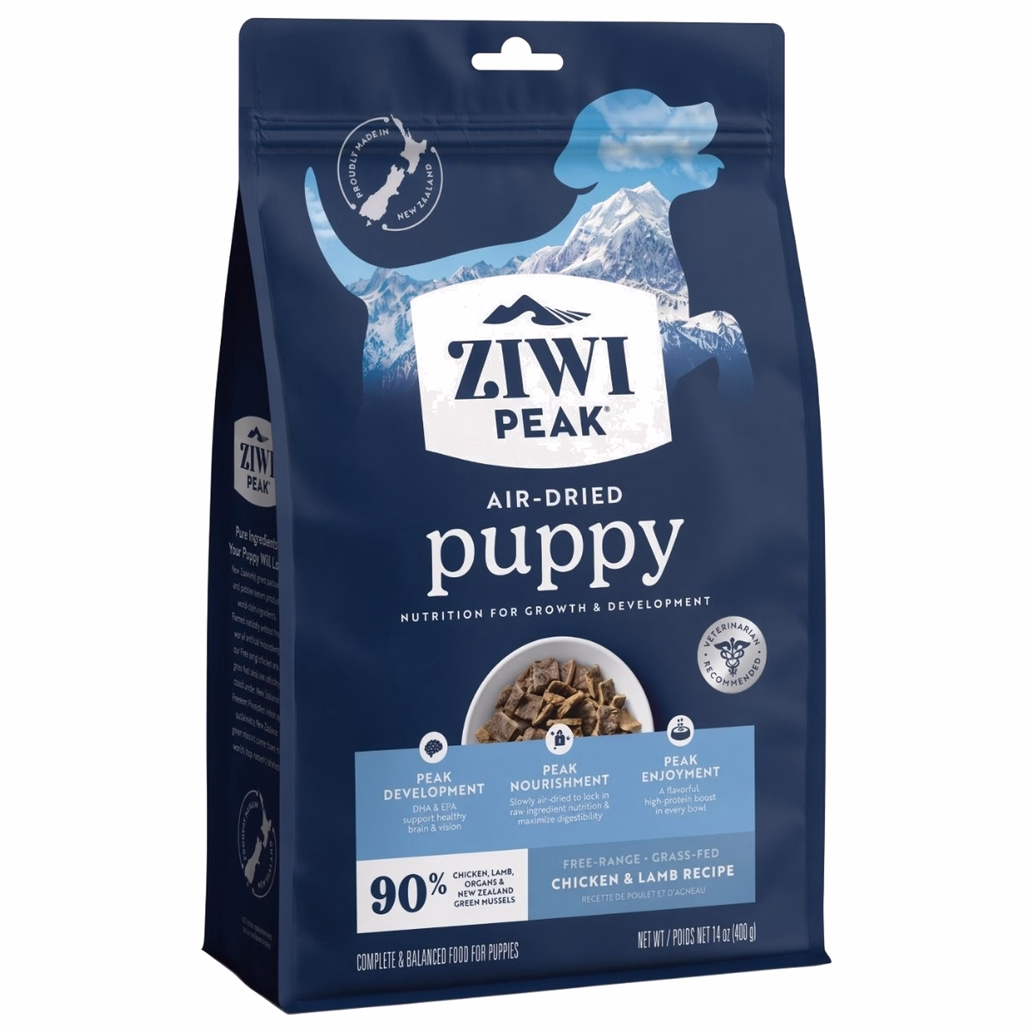 Ziwipeak新西蘭巔峰狗糧 - 風乾脫水 - 無穀物雞肉及羊肉幼犬配方 400g