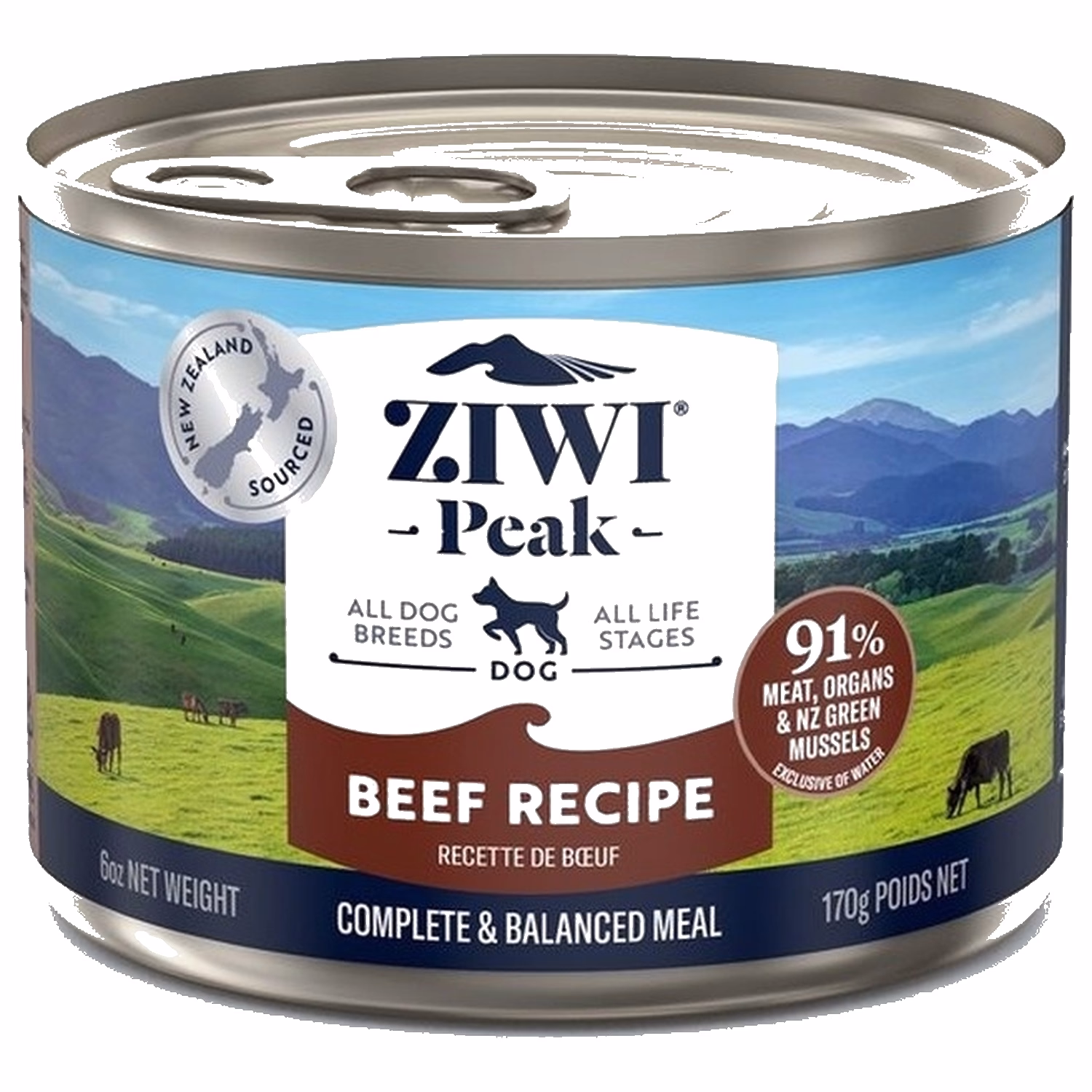 Ziwipeak新西蘭巔峰狗罐頭 - 無穀物牛肉配方 170g